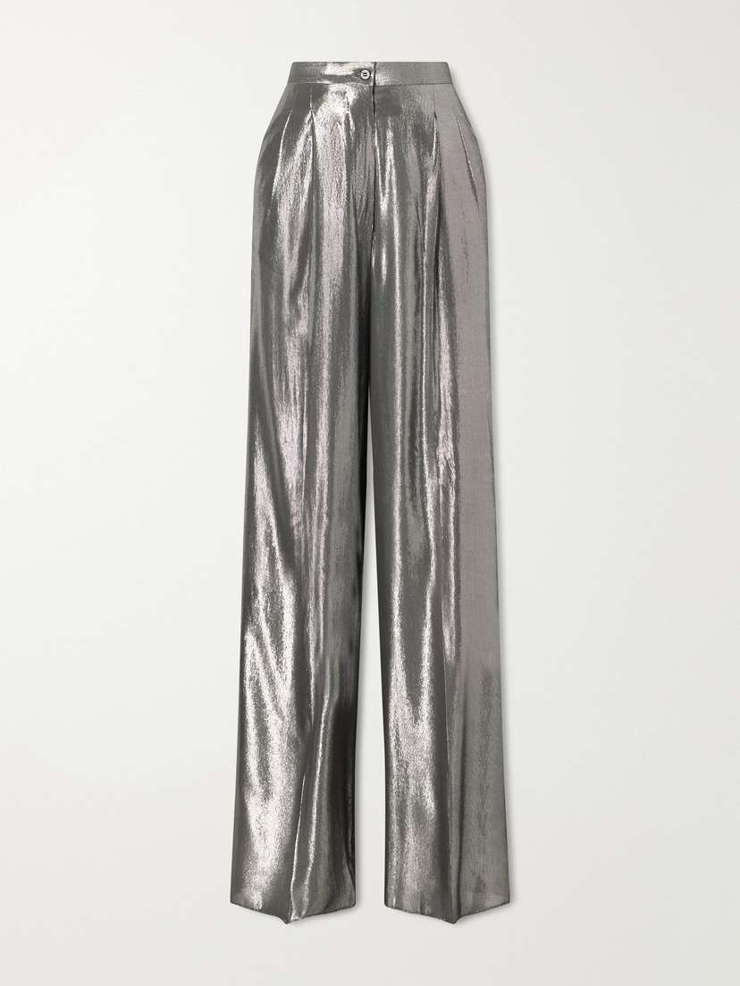 Giuliva Heritage The Elsa Pleated Lamé Wide-leg Trousers | Thumbnail 5 Giuliva Heritage The Elsa Pleated Lamé Wide-leg Trousers | Thumbnail 5