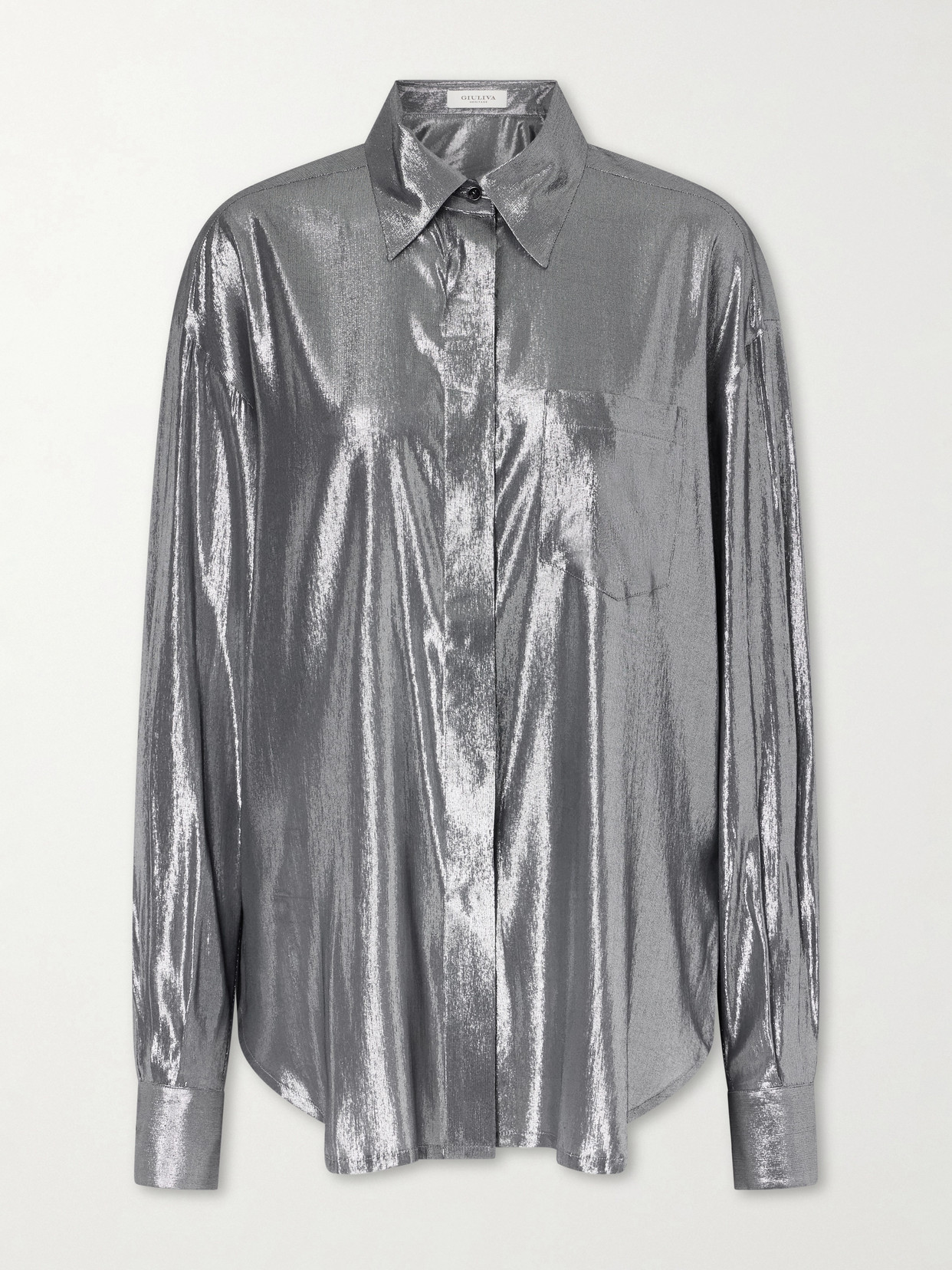 Giuliva Heritage Carmen Satin Shirt In Gray