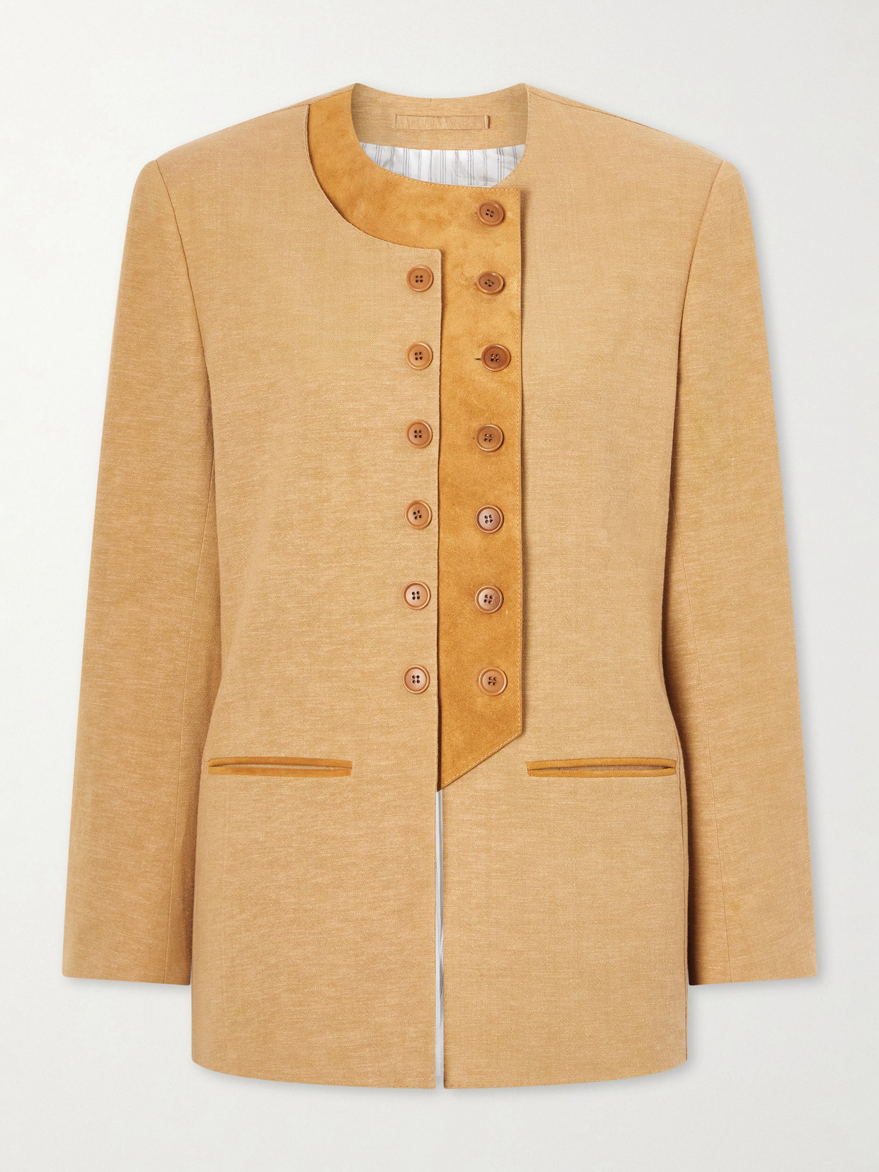 Giuliva Heritage Lara Linen-blend Blazer In Gold