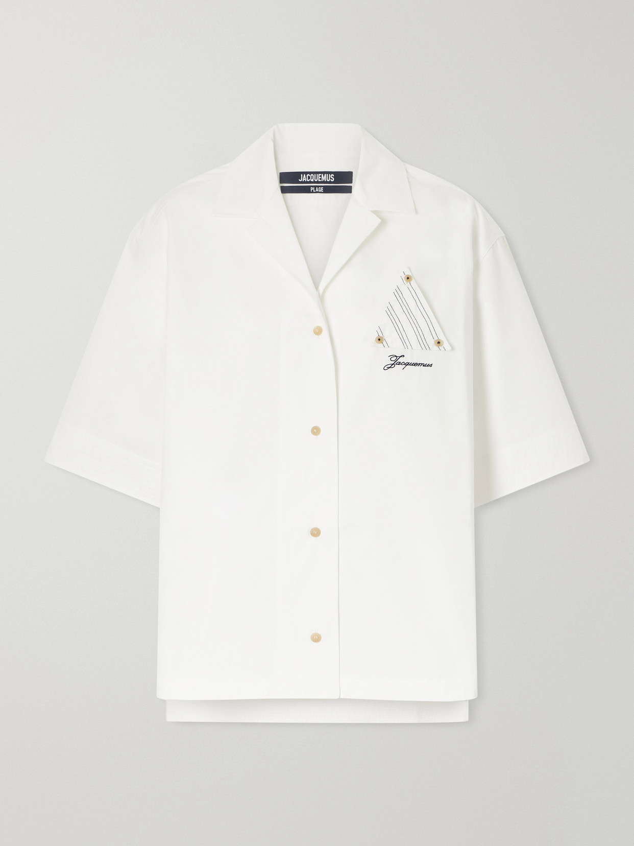 Jacquemus Marin Logo-embroidered Cotton Shirt In White