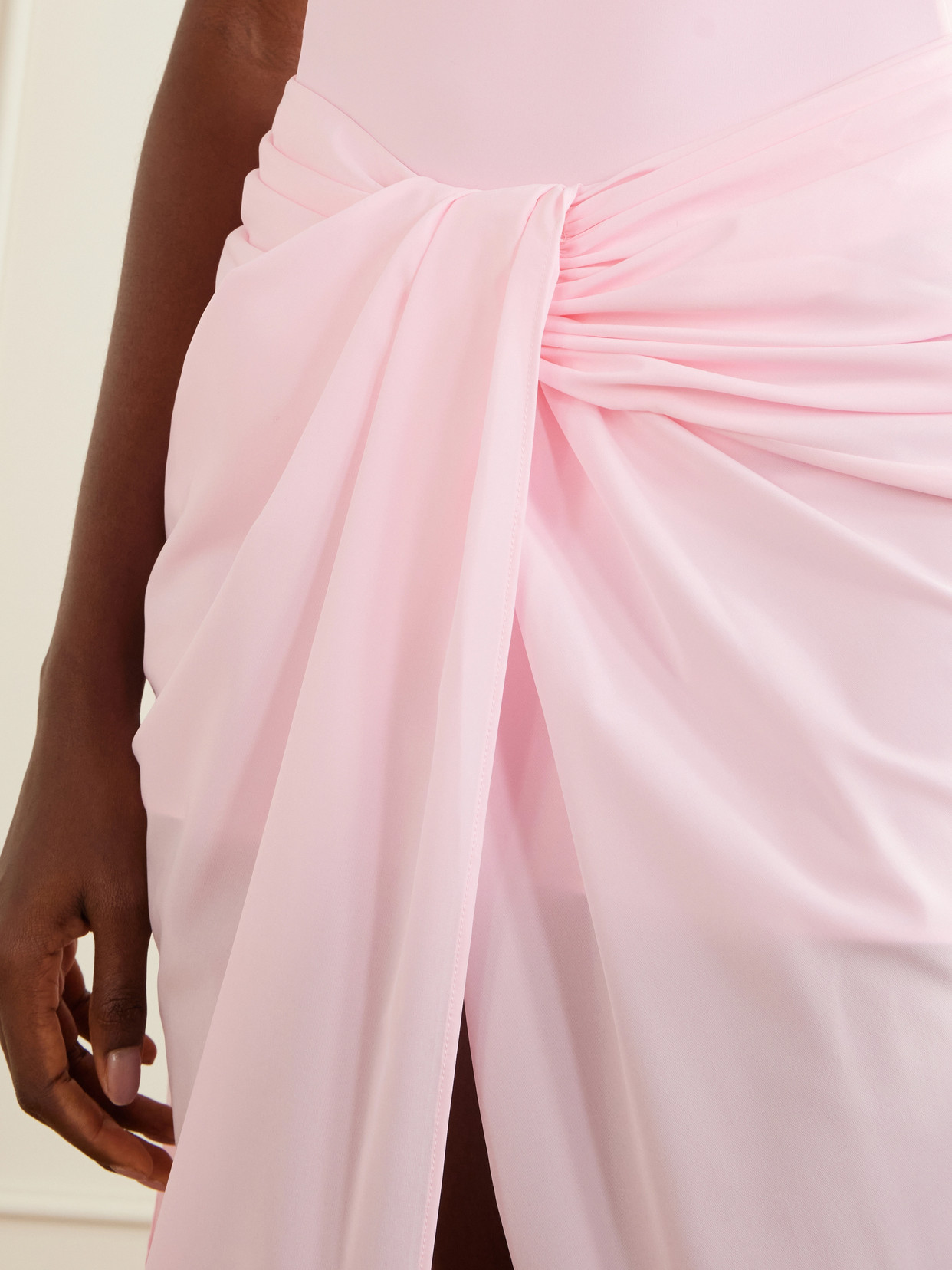 Jacquemus High Waist Draped Asymmetric Ruched Skirt In Pink