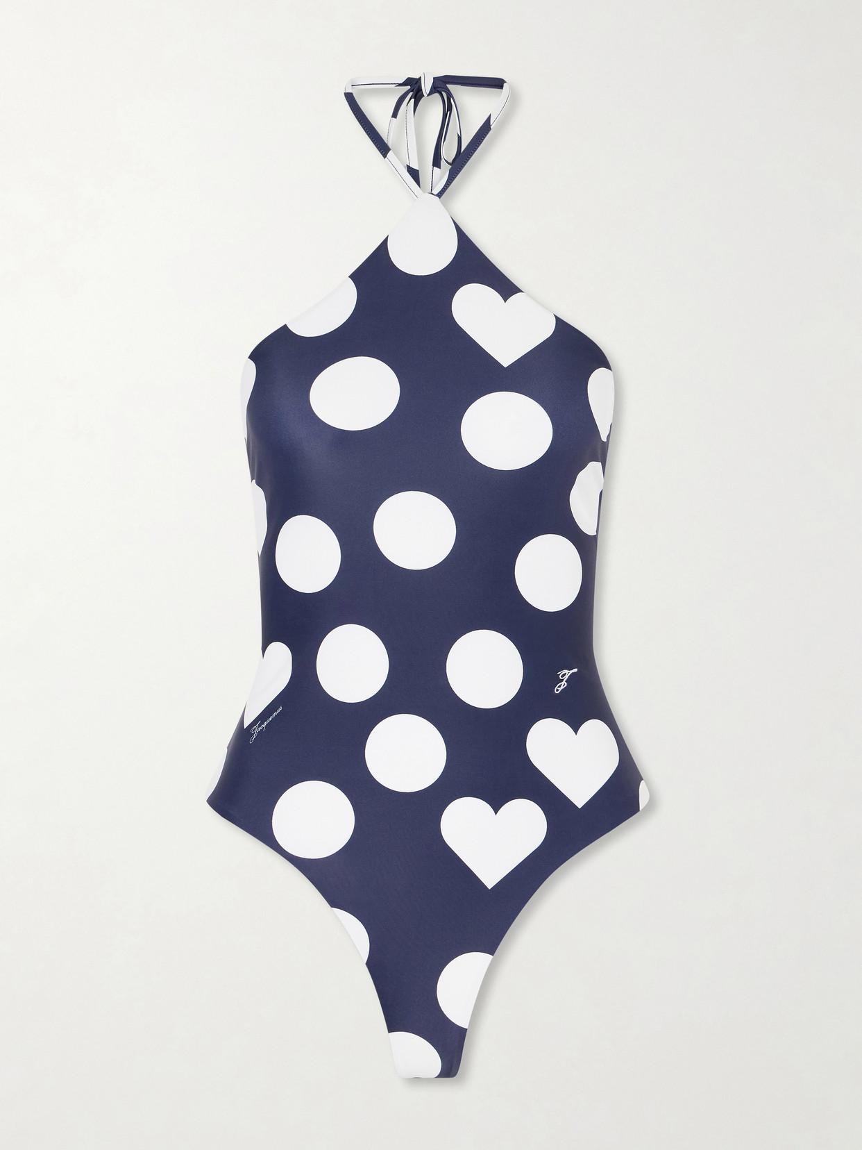 Jacquemus Le Maillot Bastide Polka-dot Swimsuit In Blue