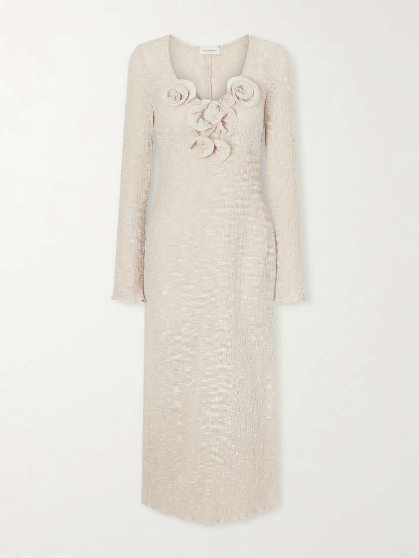 Beach Floral-appliquéd Lyocell-blend Midi Dress