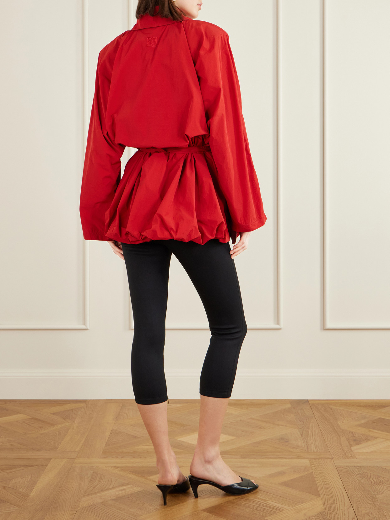 Belted Crinkled-Shell Jacket