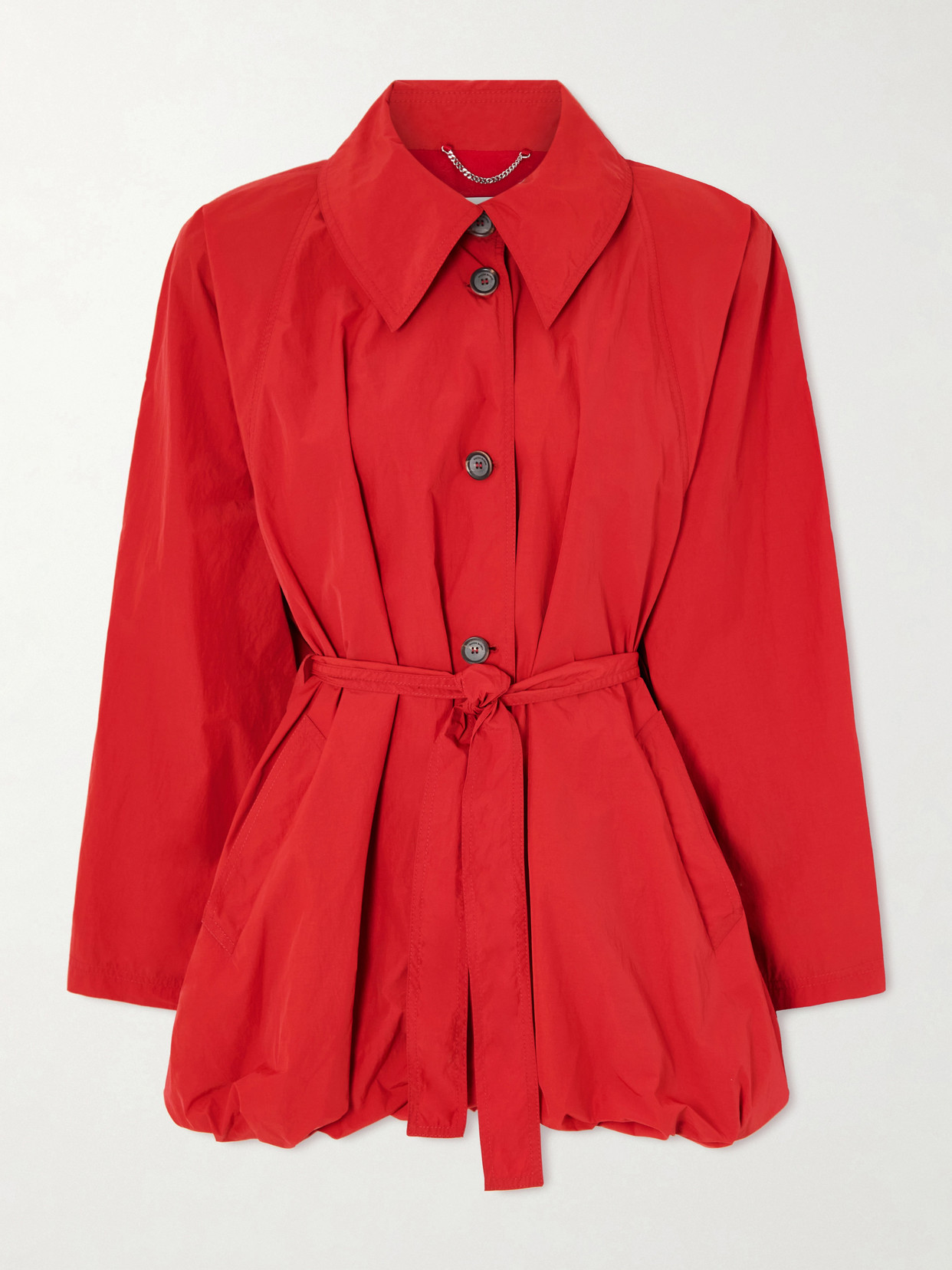 Magda Butrym Belted Crinkled-shell Jacket In Red
