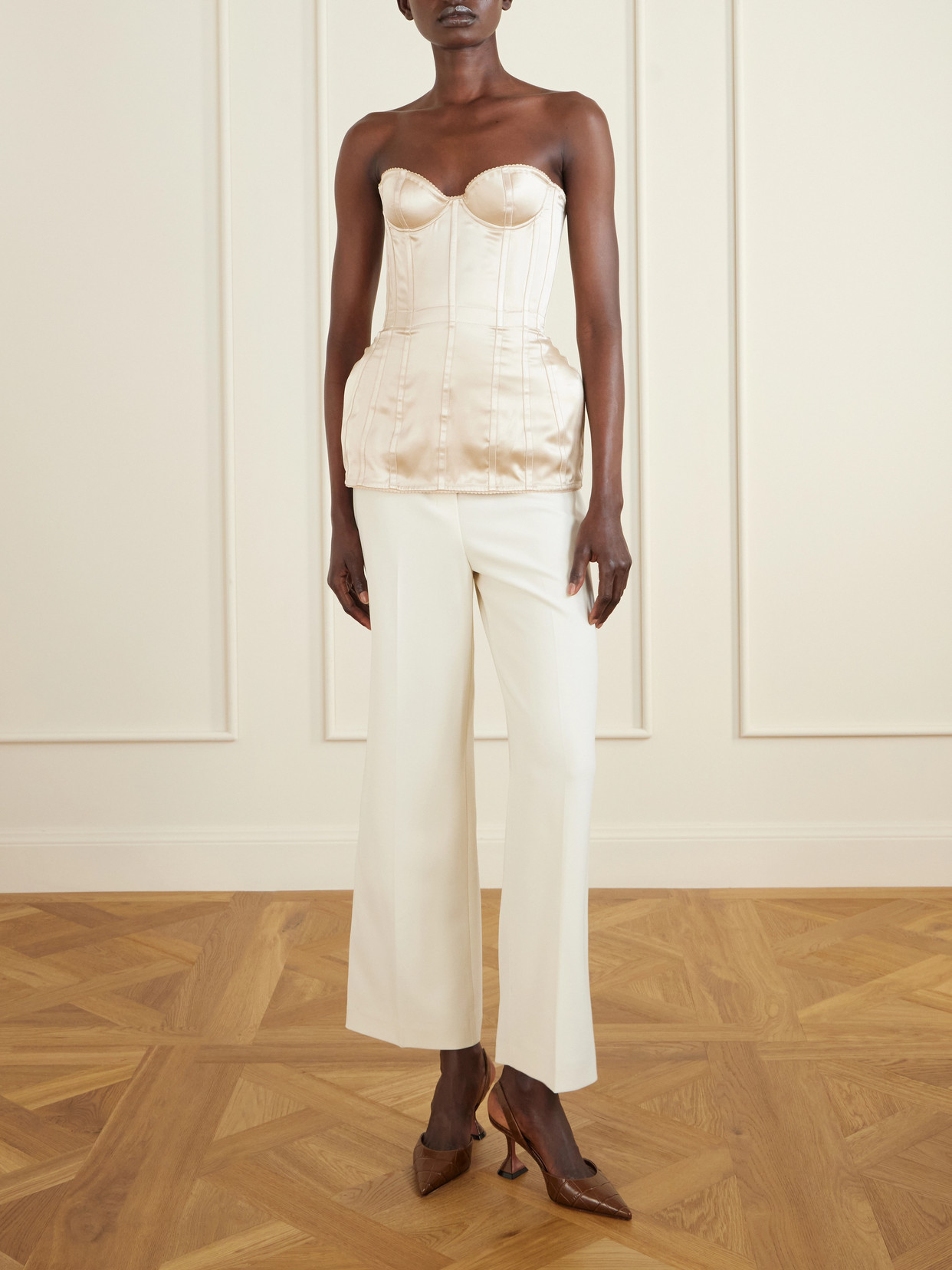 Silk-Satin Corset Top
