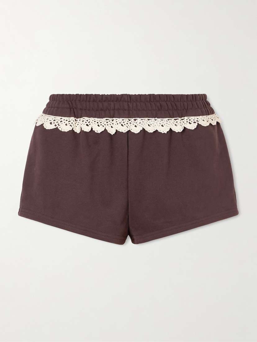 Magda Butrym Lace-trimmed Cotton-jersey Shorts