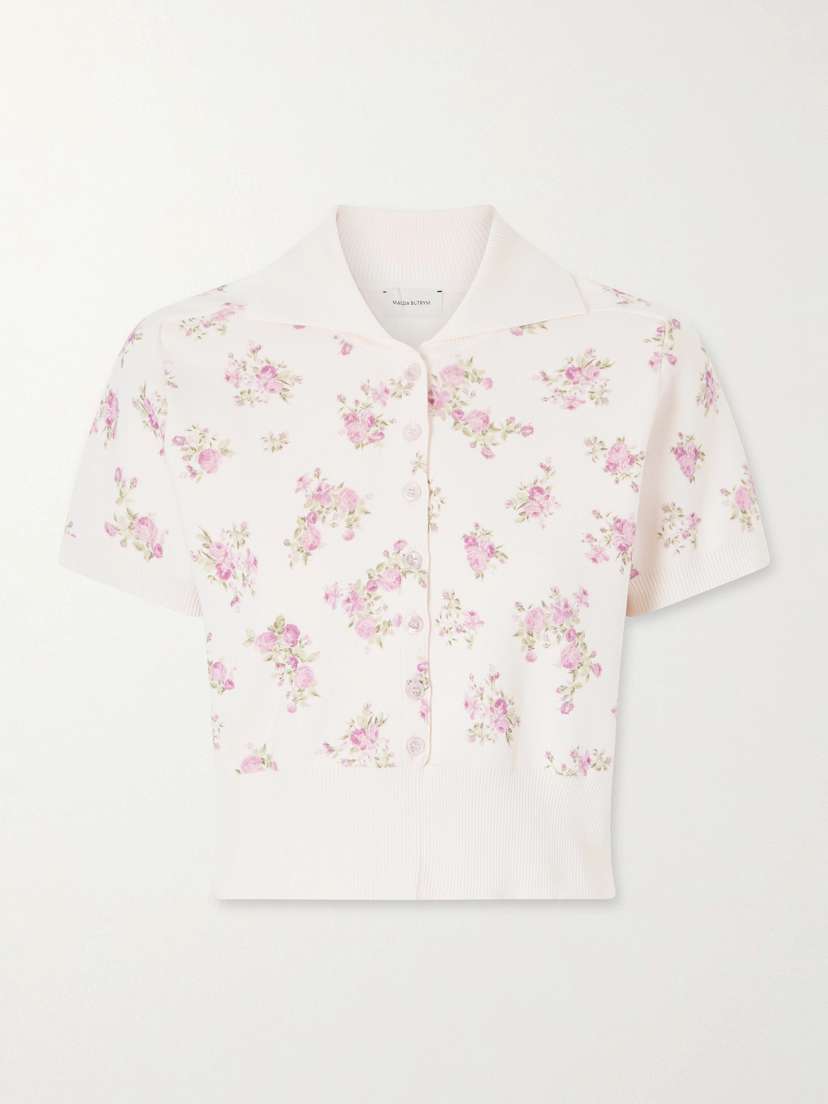 Magda Butrym Floral-print Cotton Polo Shirt