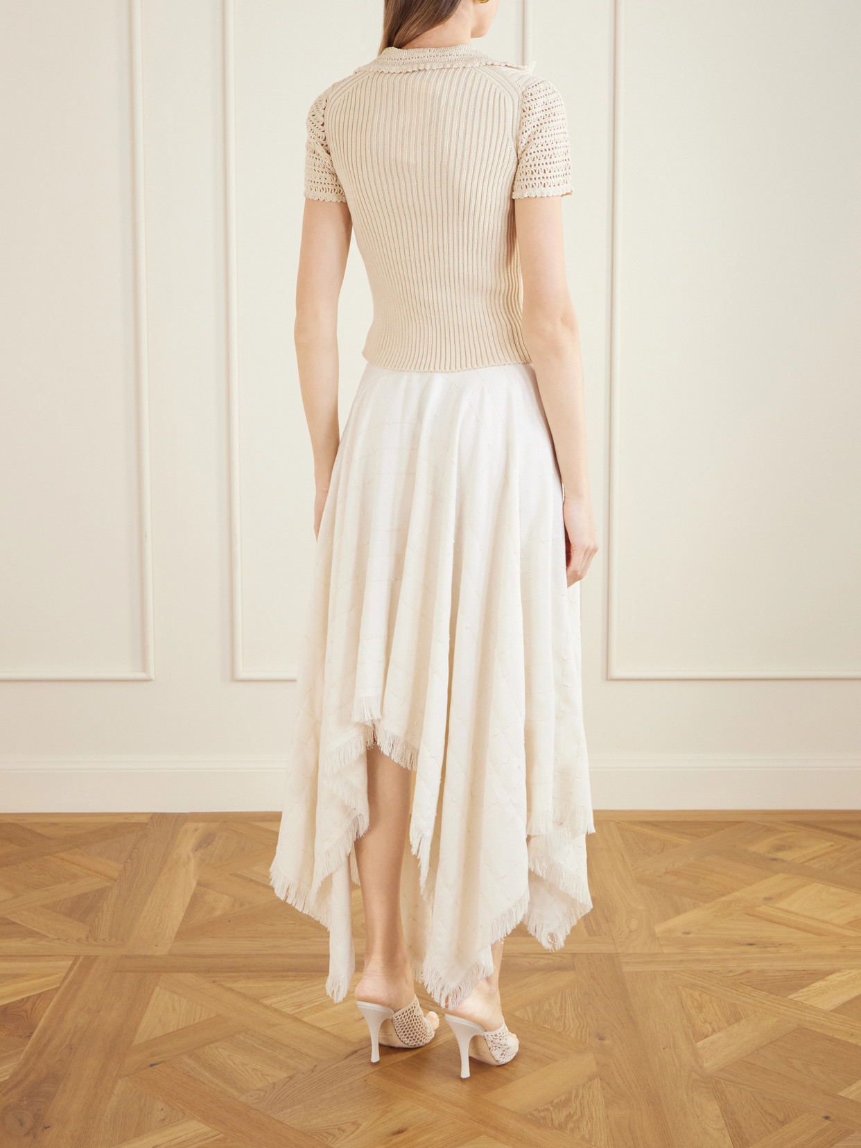 Crochet-Trimmed Ribbed Cotton Polo