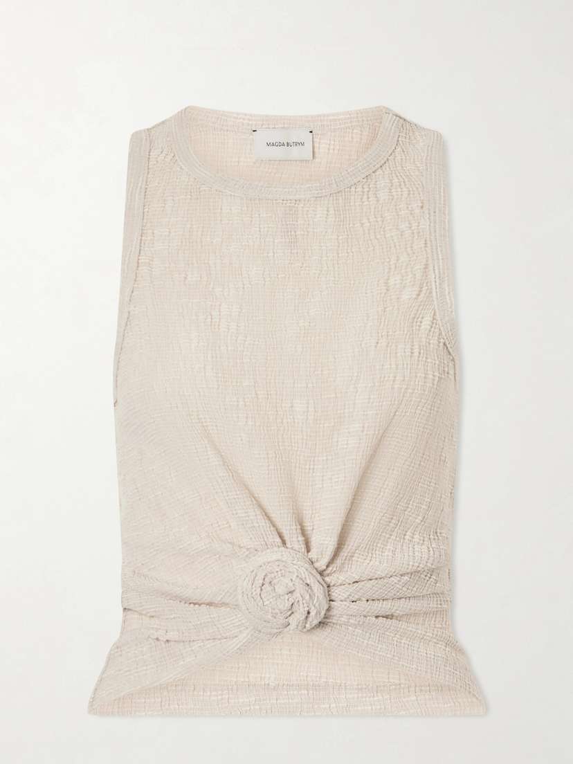 Magda Butrym Cropped Floral-appliquéd Crepe Top