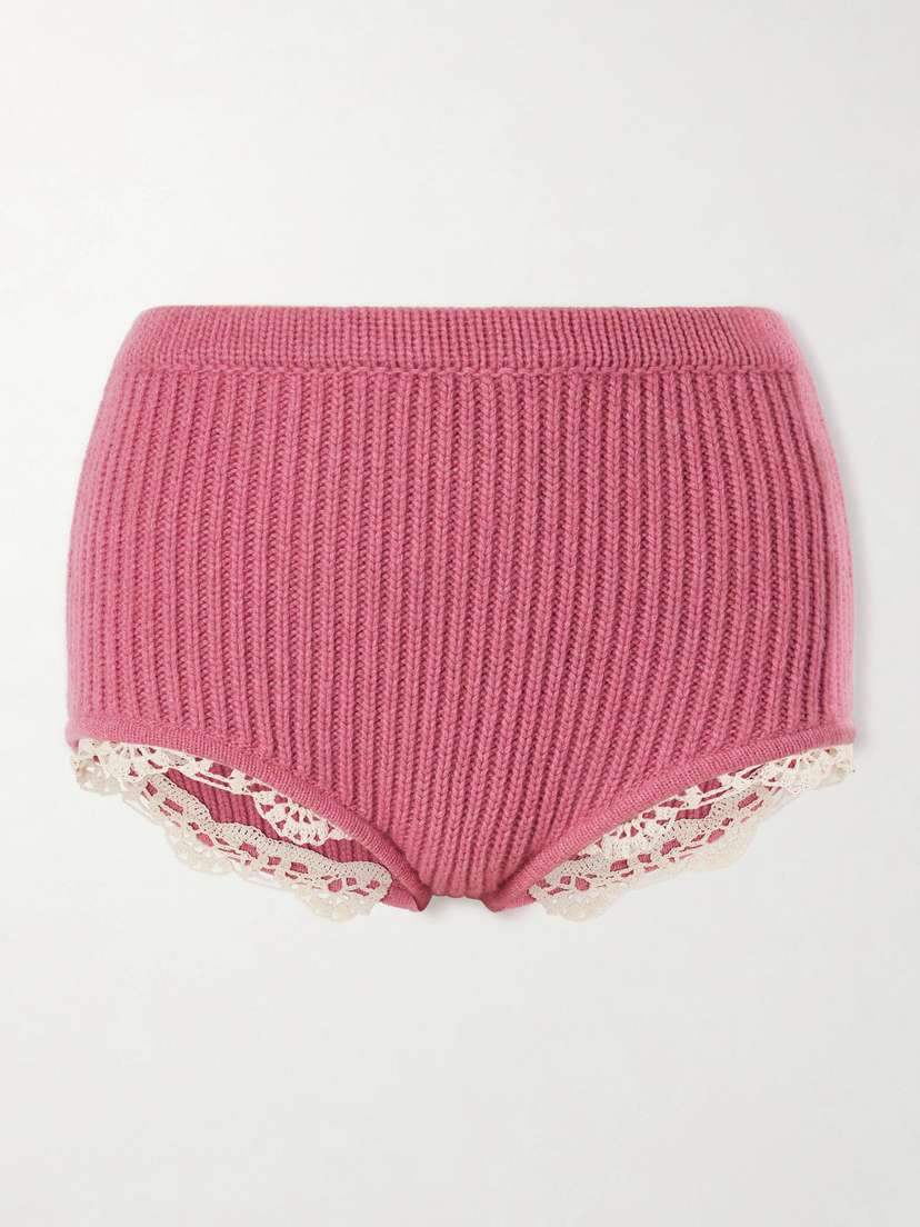 Magda Butrym Crochet-trimmed Knitted Cashmere Shorts