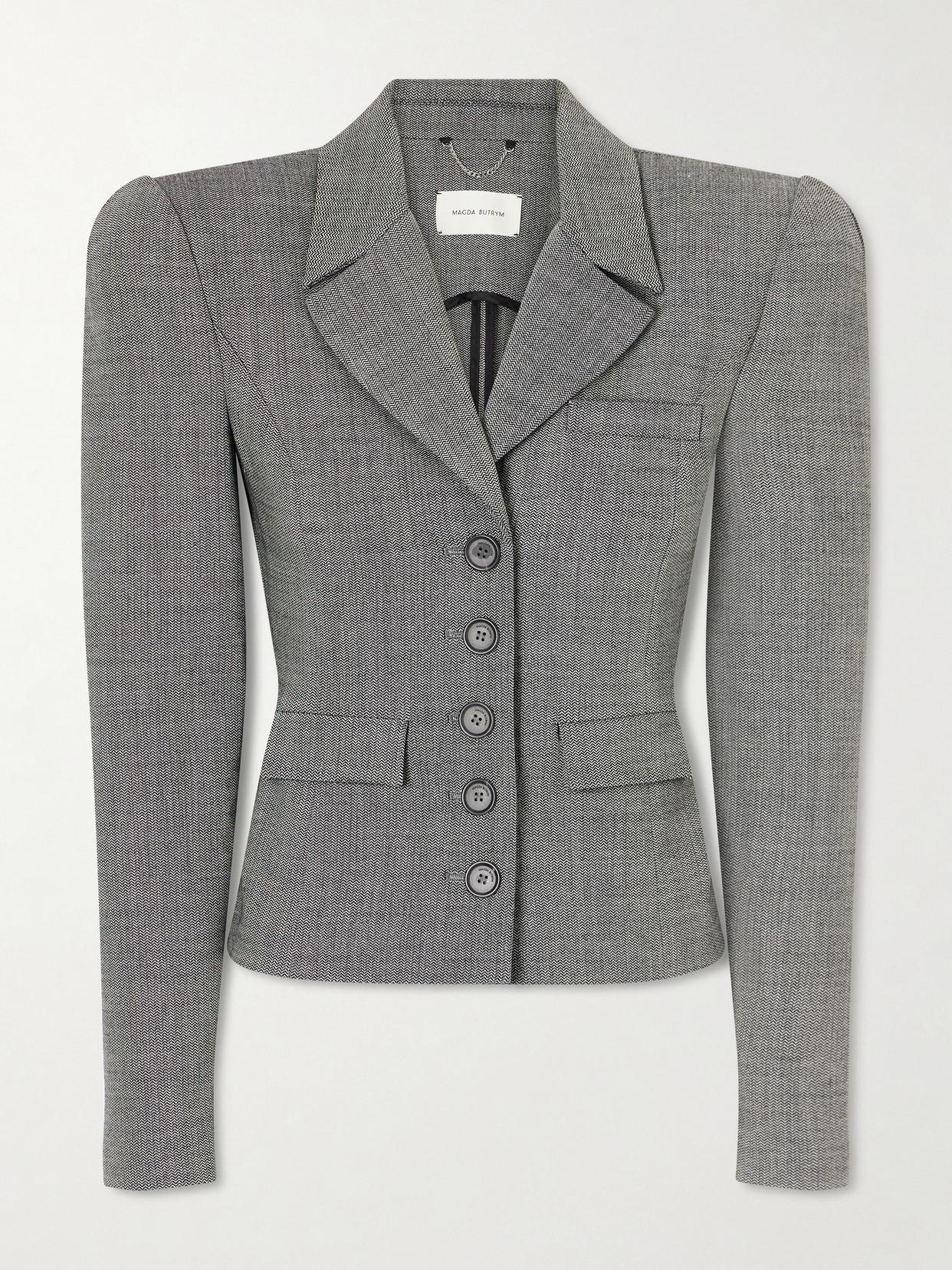 Magda Butrym Cropped Wool-blend Blazer In Gray