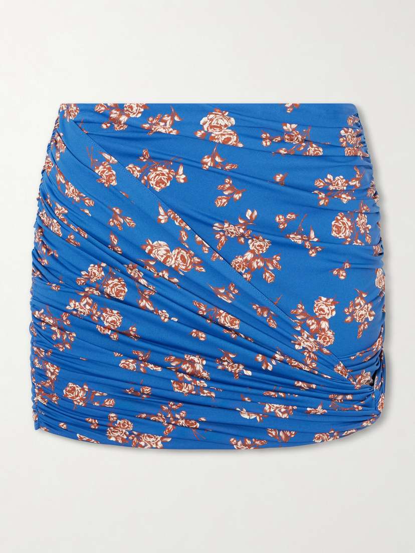 Magda Butrym Ruched Printed Stretch-jersey Mini Skirt