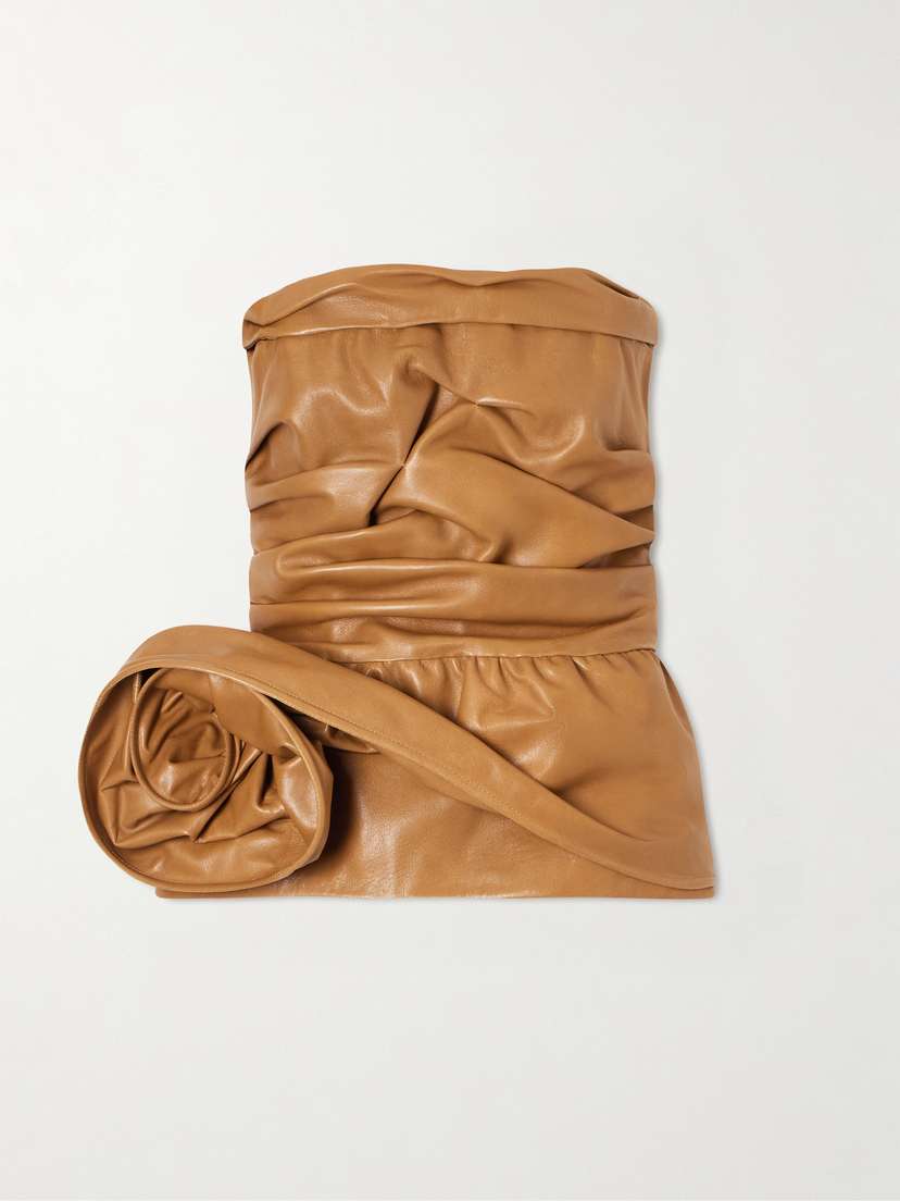 Magda Butrym Cherry Strapless Leather Top