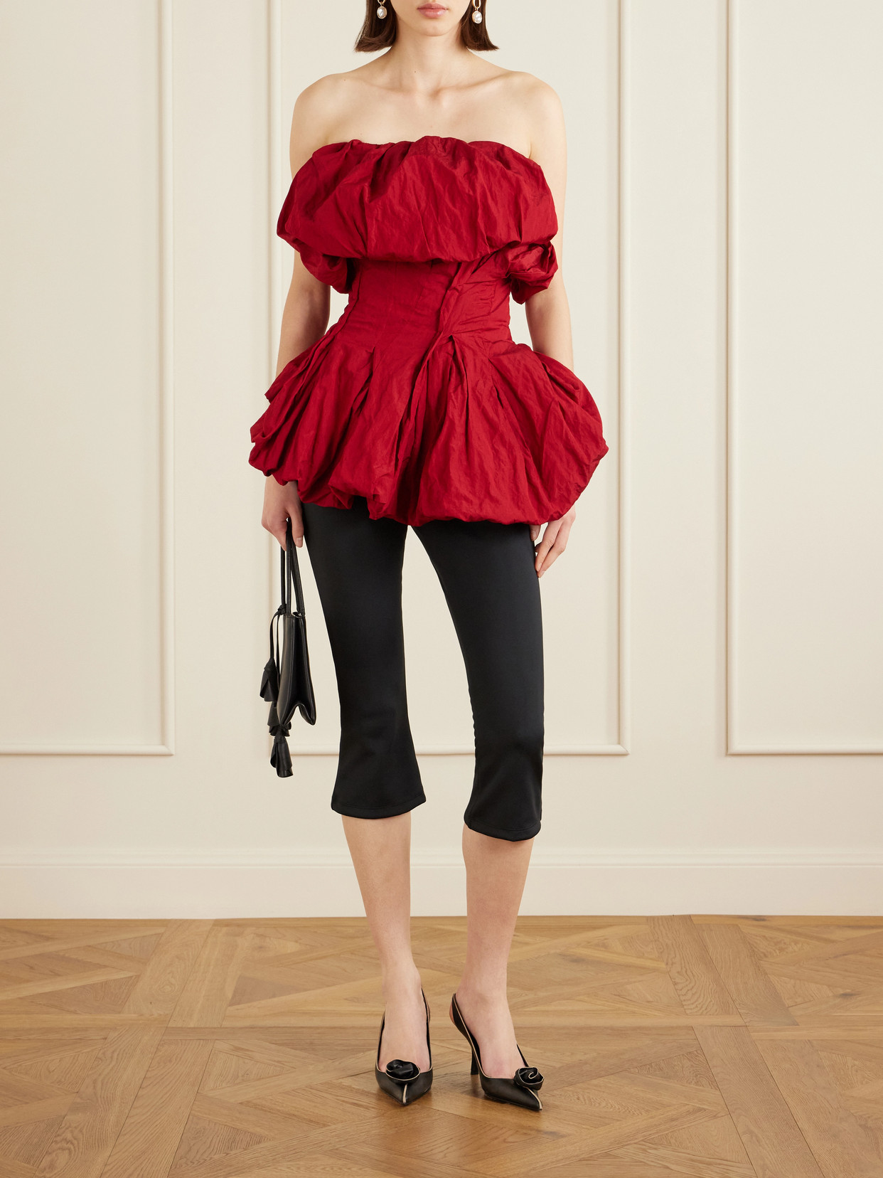 Gathered Cotton-Blend Blouse