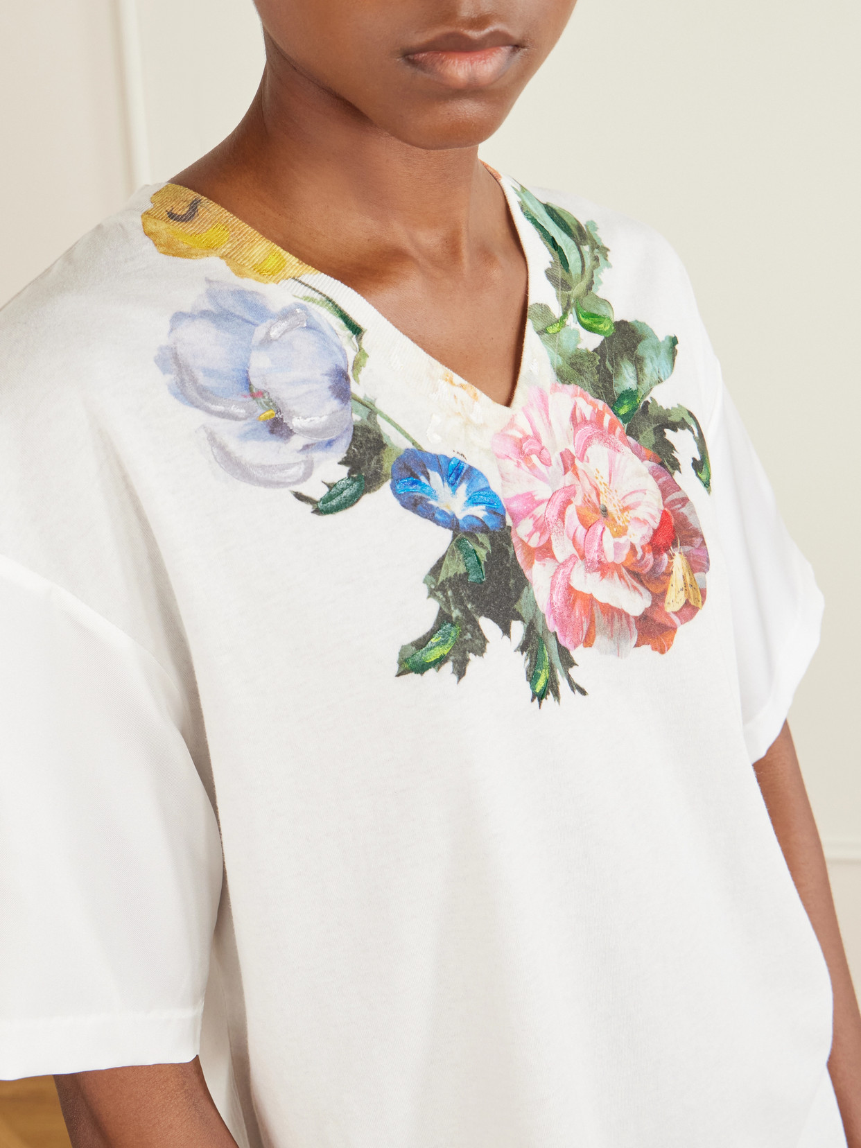 Floral-Print Cotton-Jersey T-Shirt