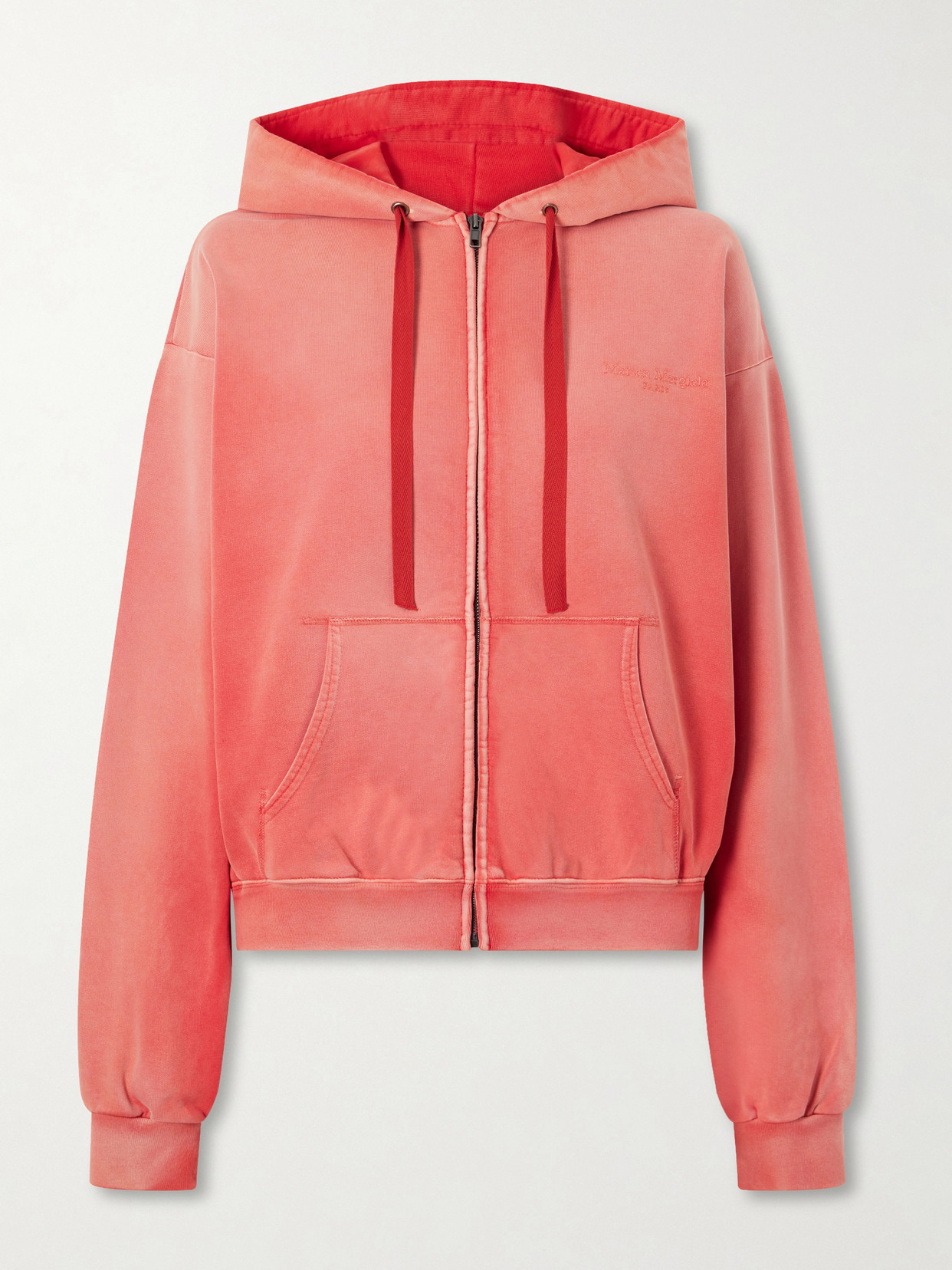 Maison Margiela Cotton-jersey Zip-up Hoodie In Red