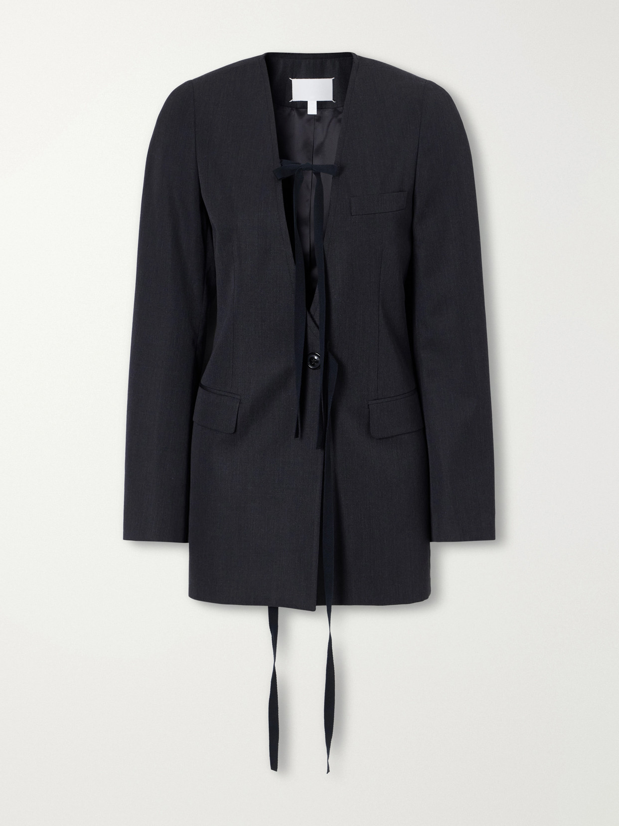 Maison Margiela Tie-detailed Wool Blazer In Gray
