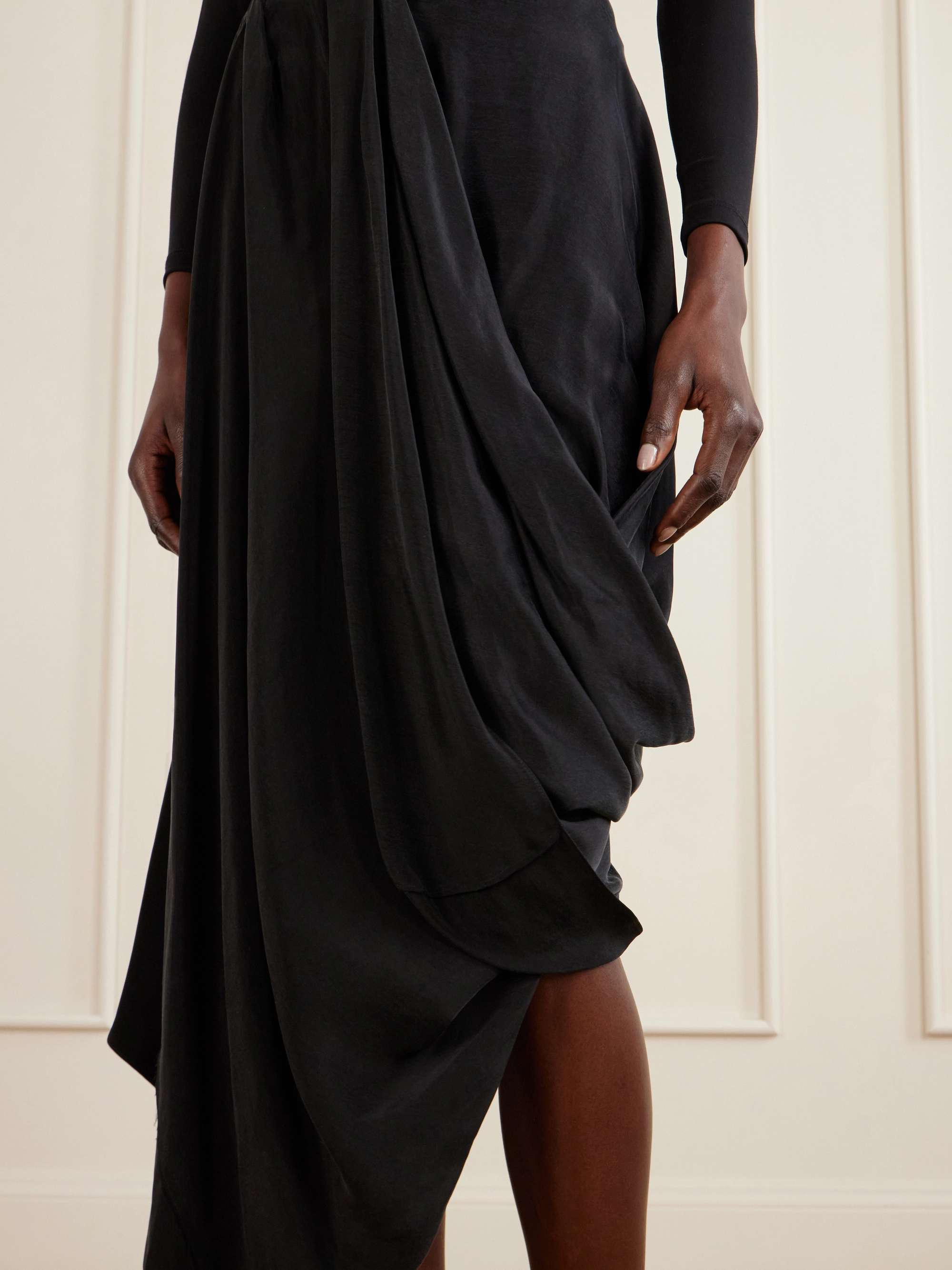 MAISON MARGIELA Asymmetric gathered satin midi skirt | NET-A-PORTER