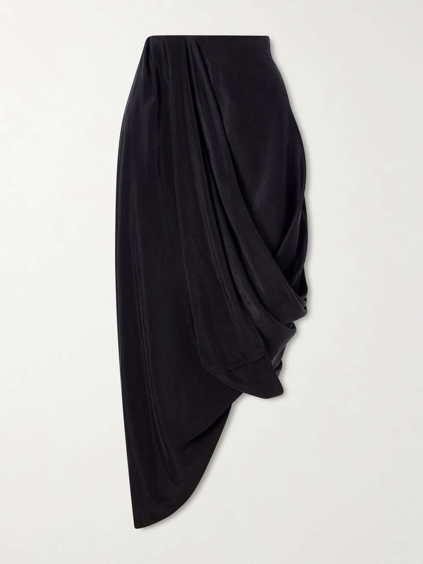 Maison Margiela Asymmetric Gathered Satin Midi Skirt