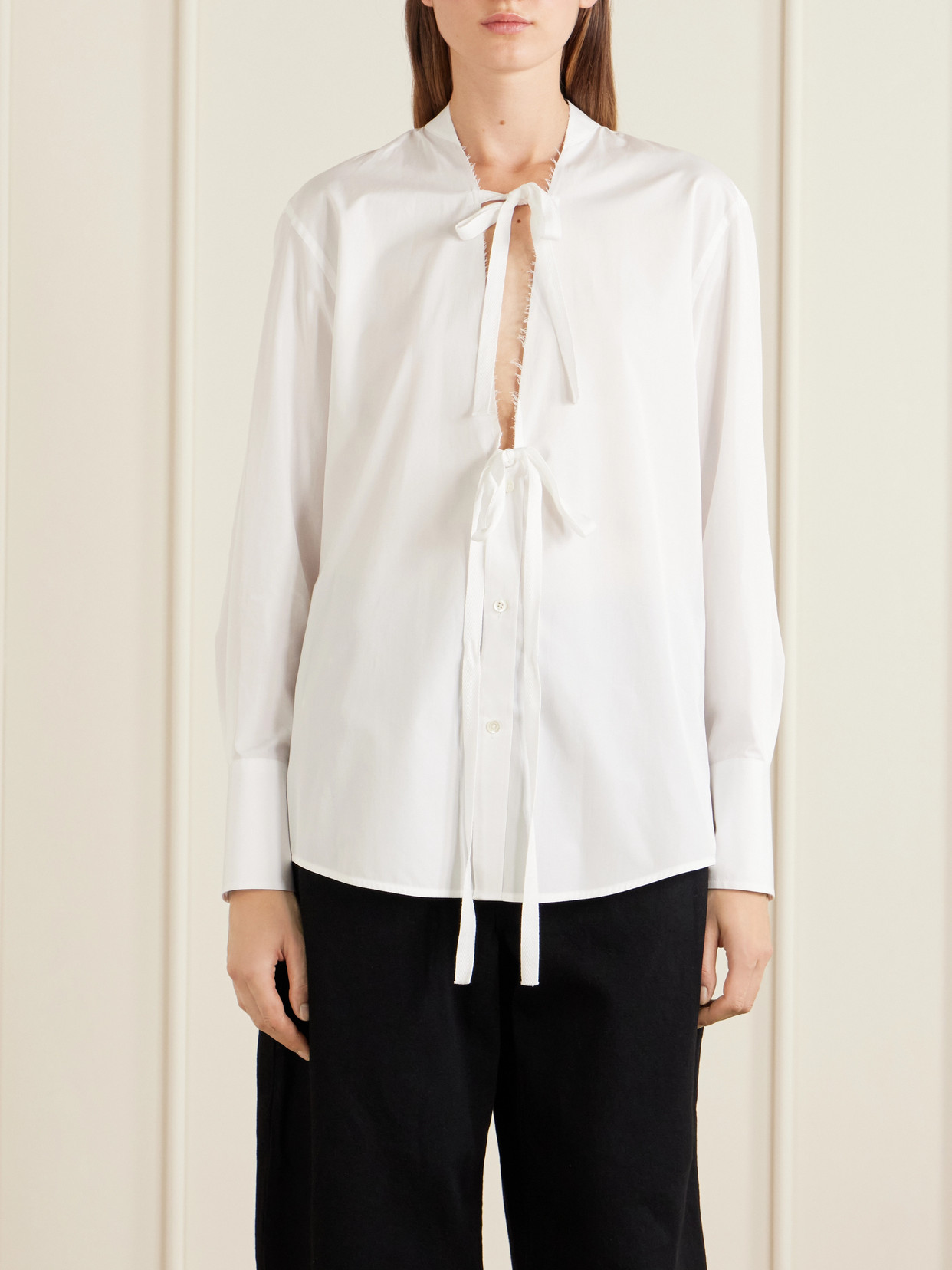 Tie-Detailed Cotton Blouse