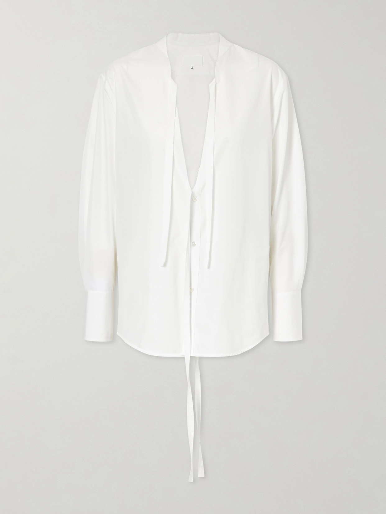 Maison Margiela Tie-detailed Cotton Blouse In White