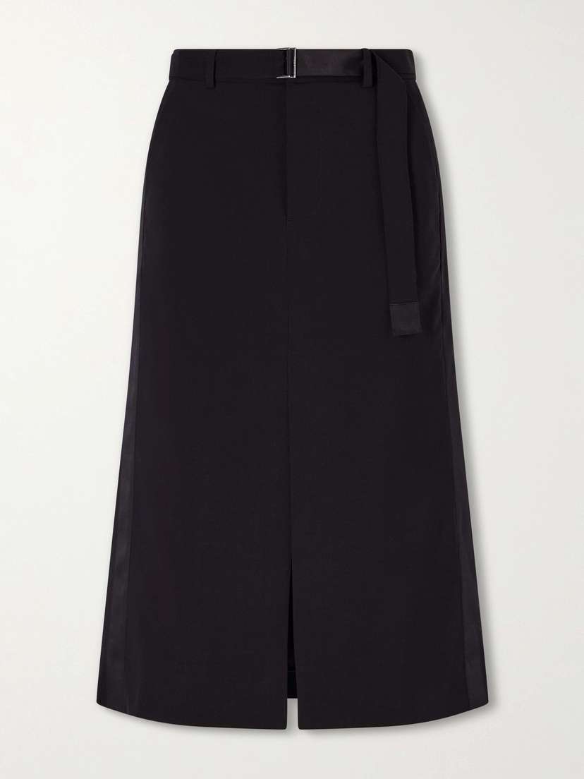 Sacai Suiting Paneled Wool Midi Skirt
