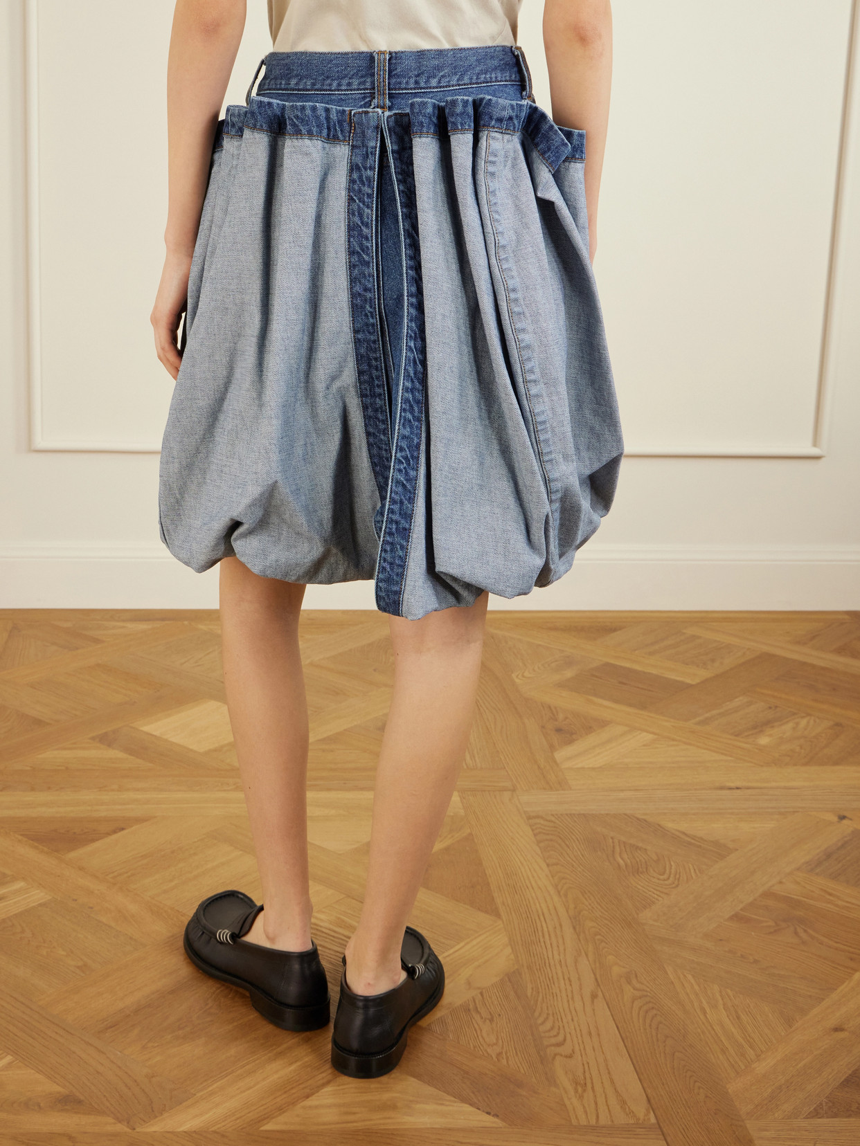 Folded Denim Skirt