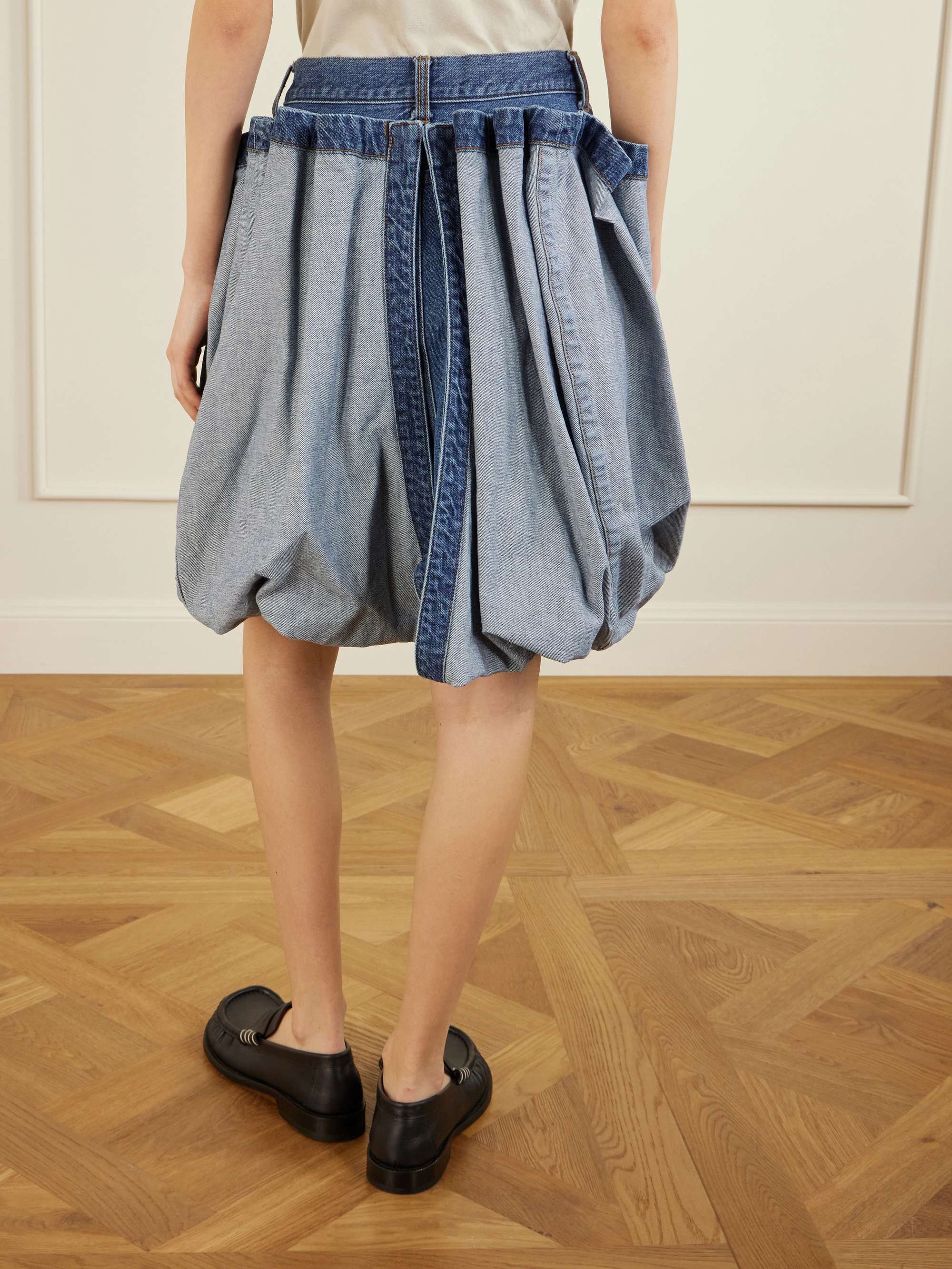 SACAI Folded denim skirt | NET-A-PORTER