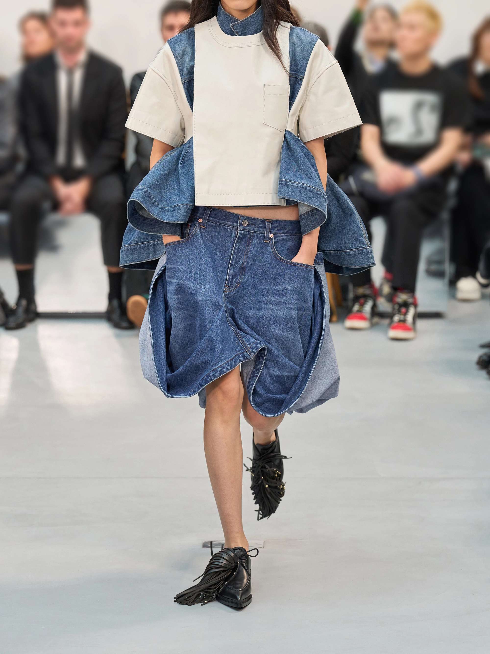 SACAI Folded denim skirt | NET-A-PORTER