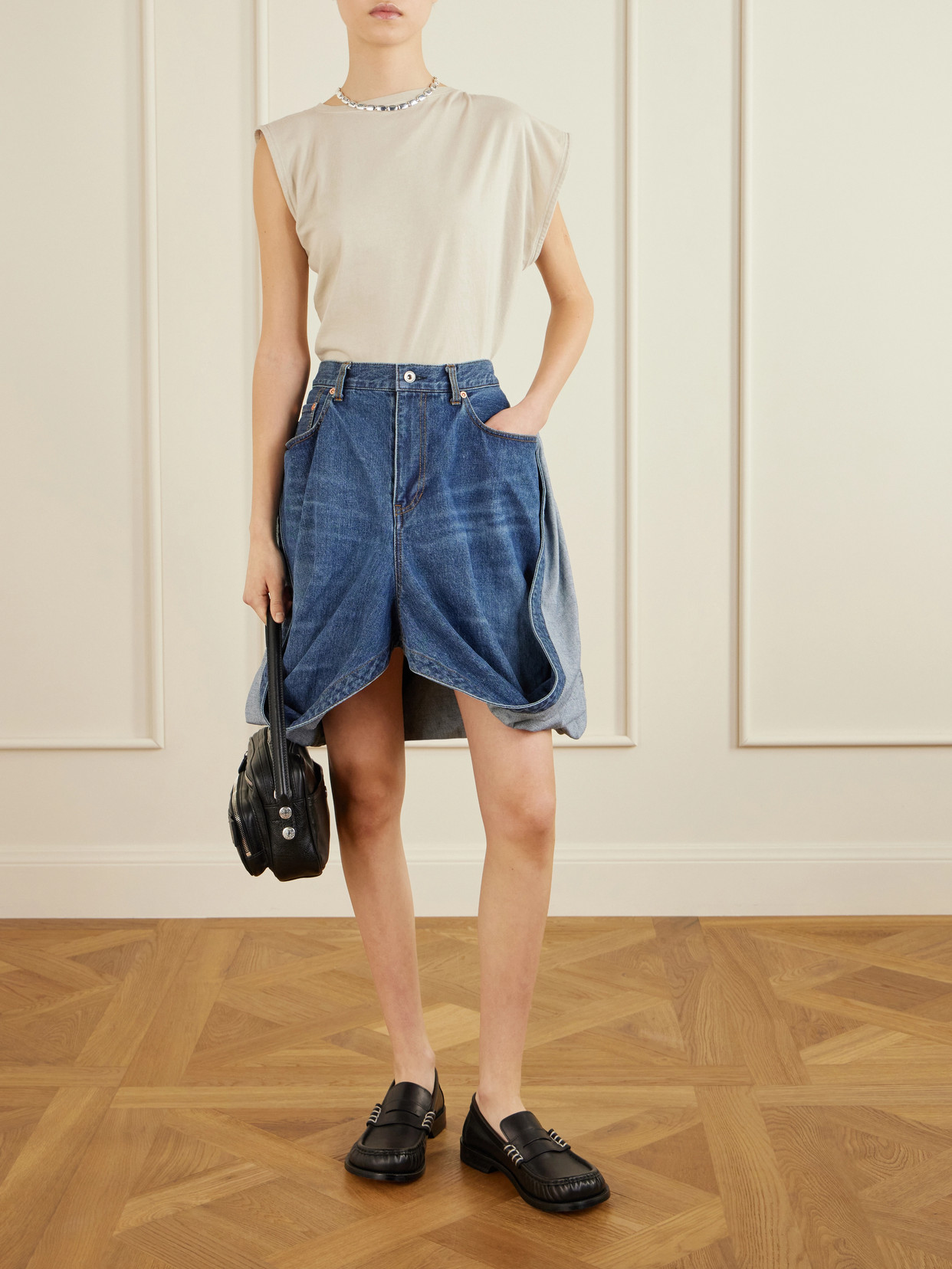 Folded Denim Skirt