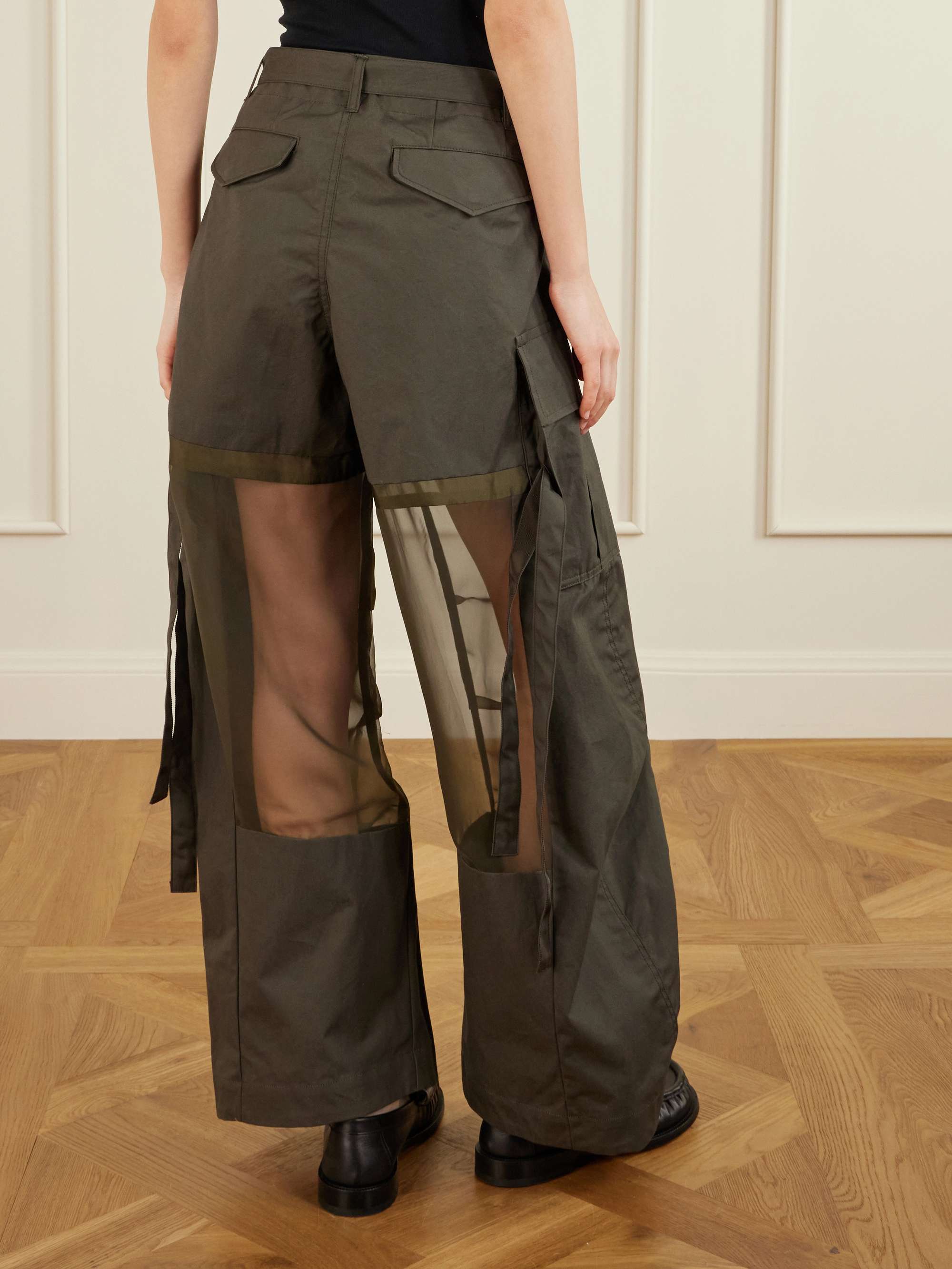 SACAI Chiffon and cotton wide-leg pants | NET-A-PORTER