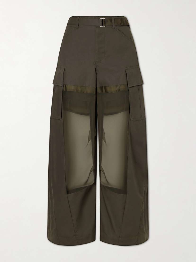 Sacai Chiffon And Cotton Wide-leg Pants