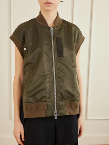 Sacai - Pleated tech-jersey blouson jacket | Plush
