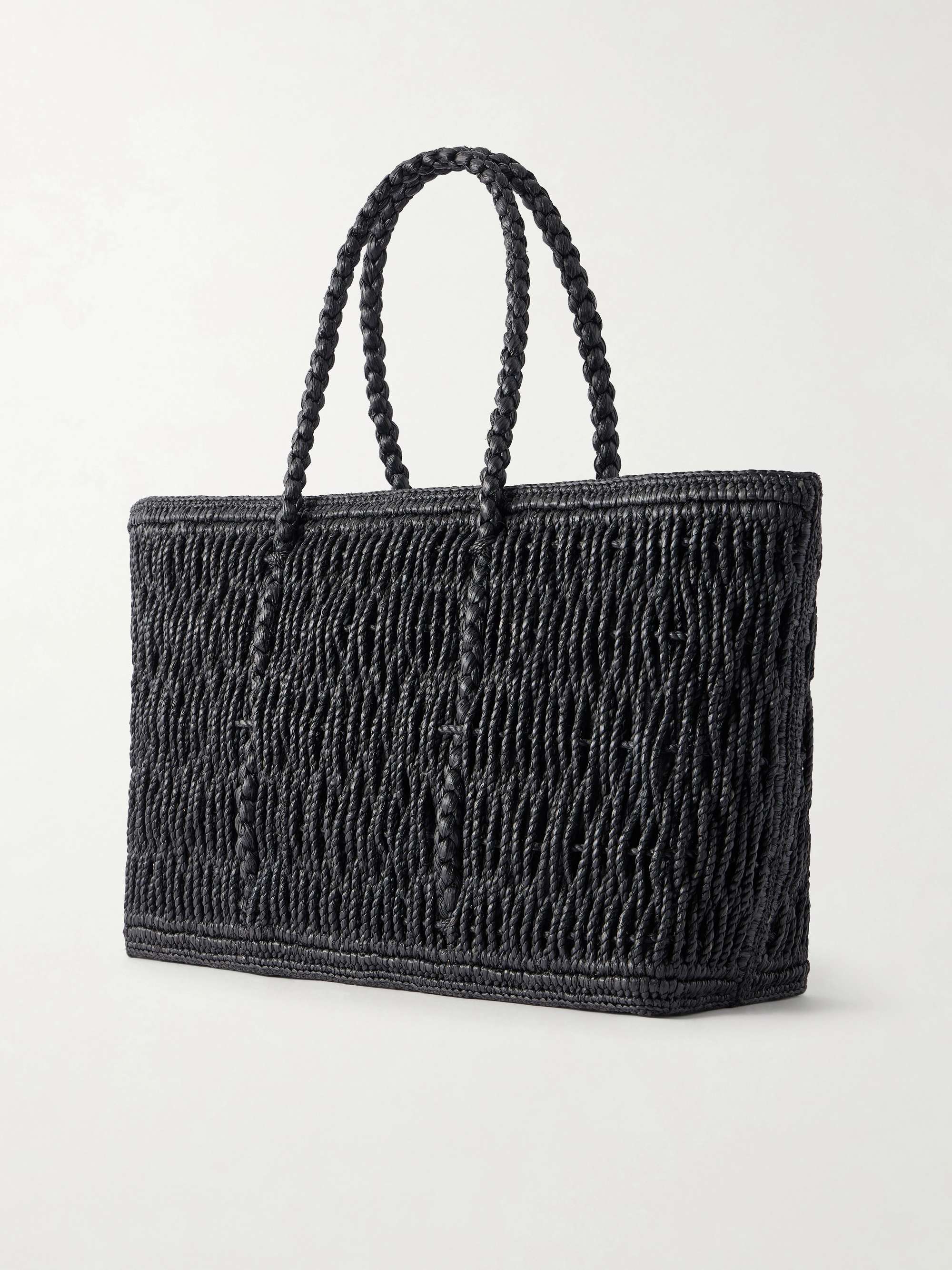THE ROW Georgica leather-trimmed raffia tote bag | NET-A-PORTER
