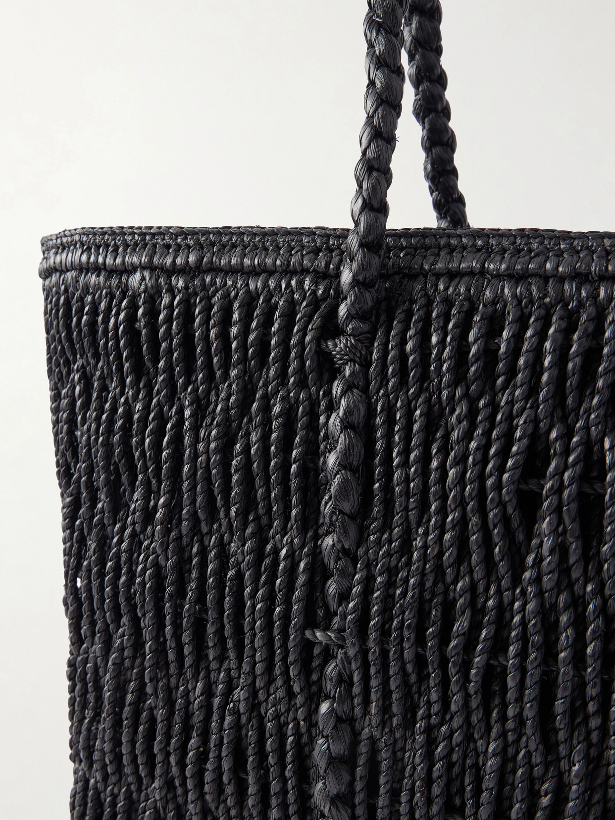 Georgica Leather-Trimmed Raffia Tote Bag