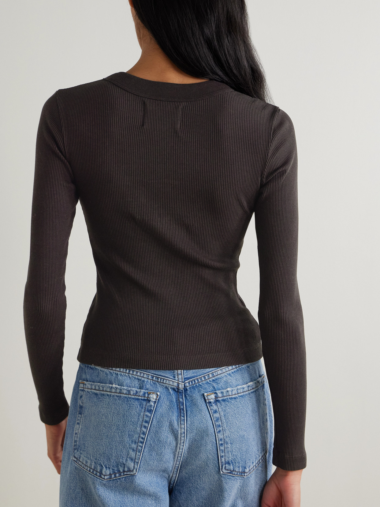 Varra Ribbed Stretch Organic Cotton And Lyocell-Blend Henley Top