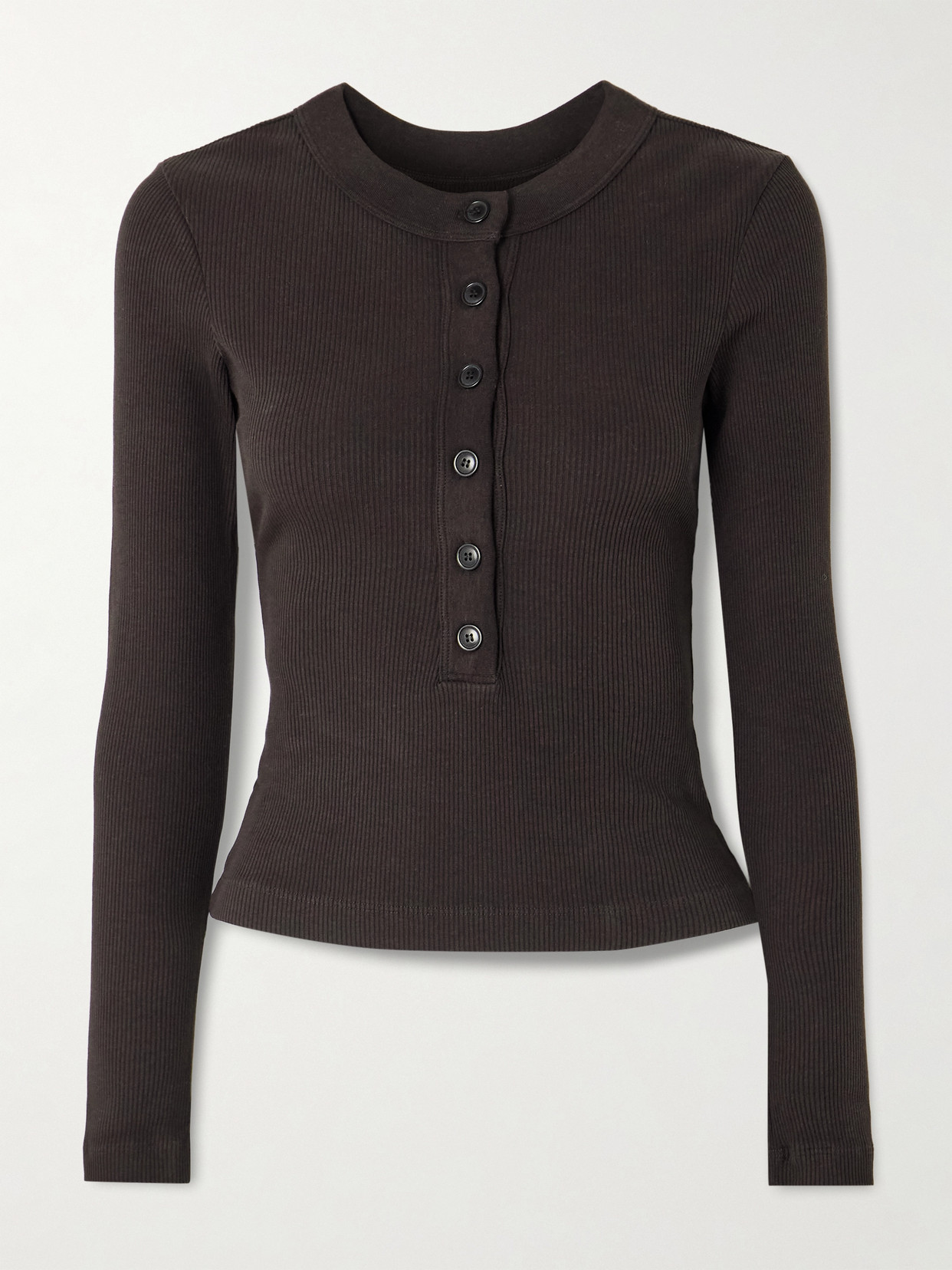 Varra Ribbed Stretch Organic Cotton And Lyocell-Blend Henley Top