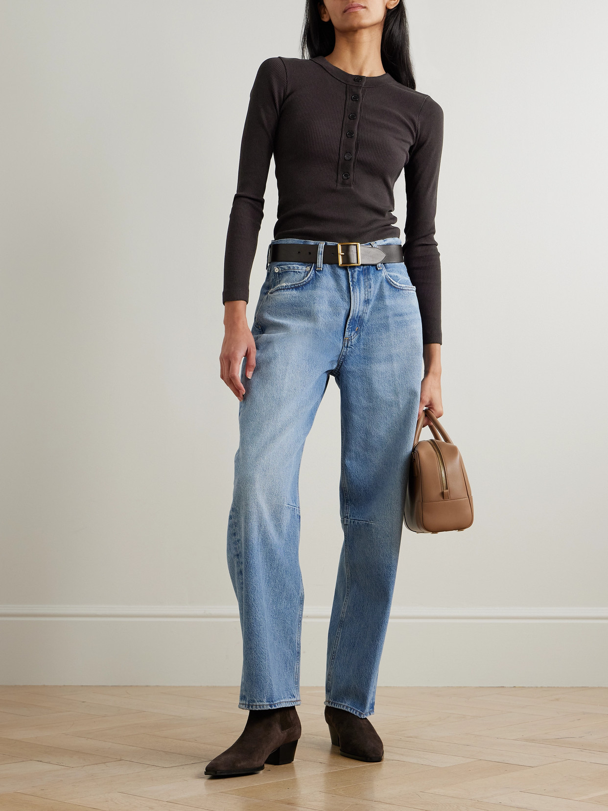 Varra Ribbed Stretch Organic Cotton And Lyocell-Blend Henley Top