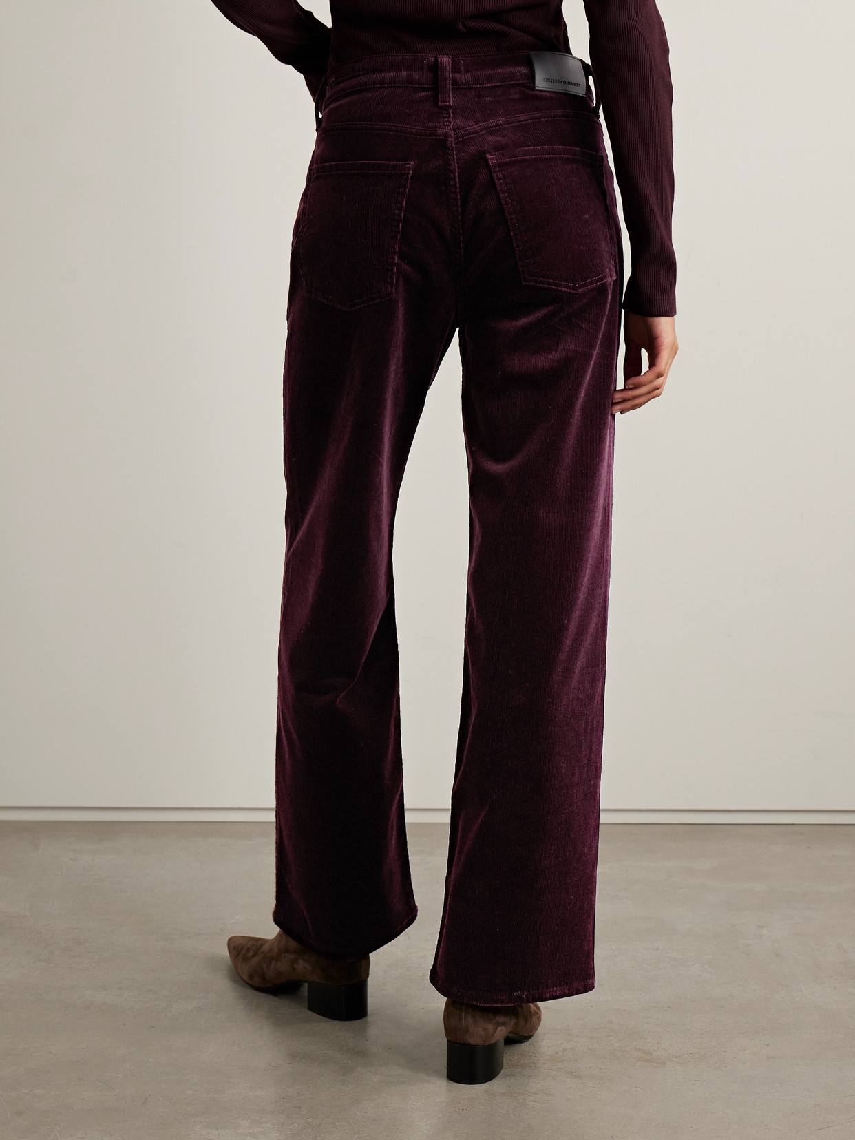 Citizen Of Humanity Annina Cotton-blend Corduroy Wide-leg Pants In Burgundy