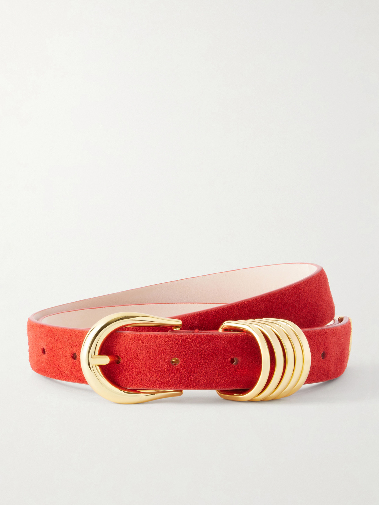 Dehanche Hollyhock Suede Belt In Red