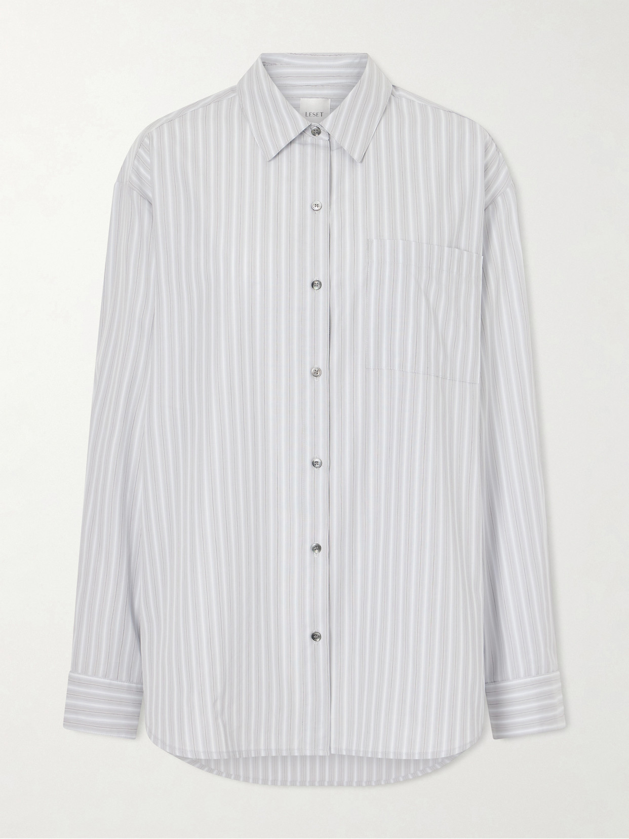 Leset Yoshi Striped Cotton-blend Shirt In Blue