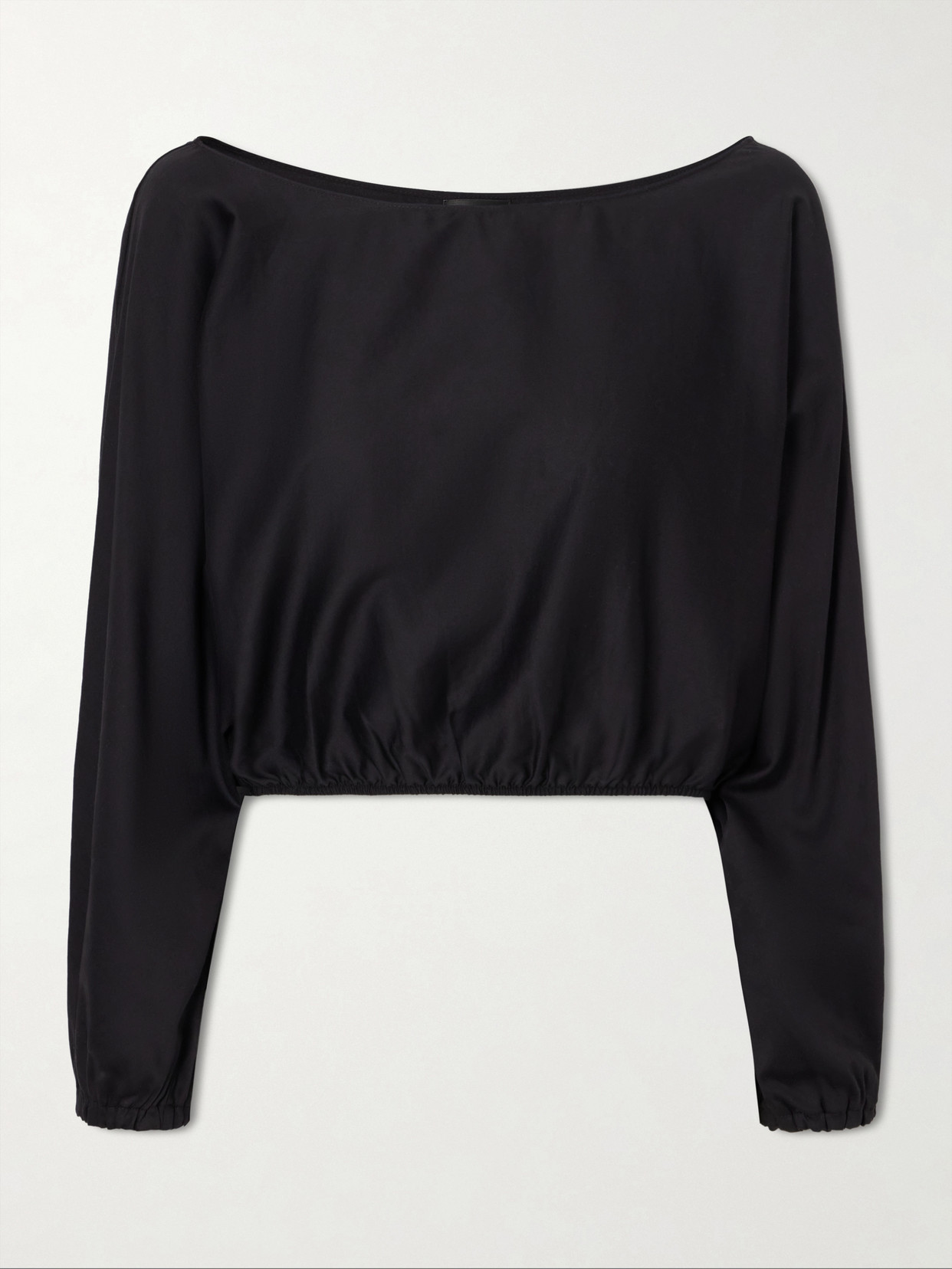Yoko Cropped Gathered Cotton-Poplin Top