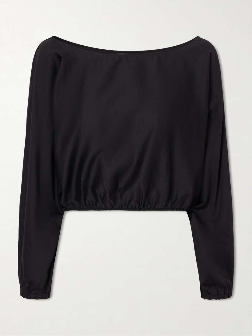 LESET Yoko Cropped Gathered Cotton-poplin Top | Thumbnail 5 LESET Yoko Cropped Gathered Cotton-poplin Top | Thumbnail 5