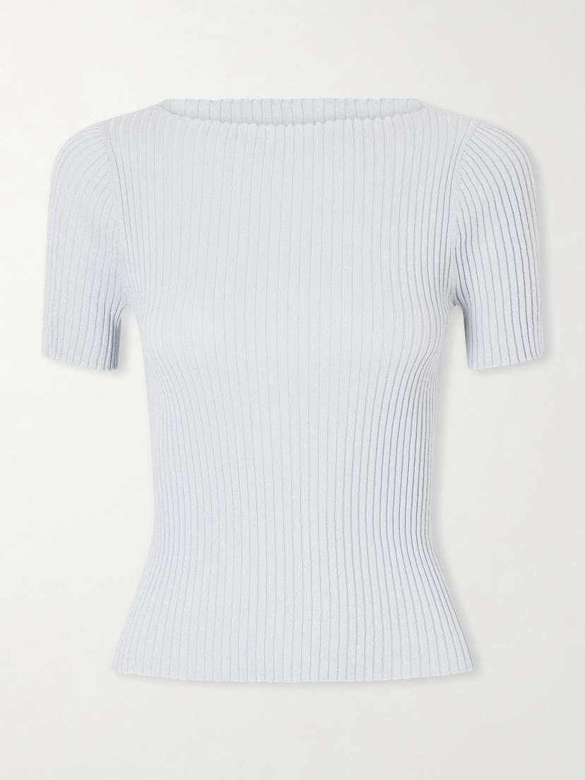 LESET Blake Metallic Ribbed-knit T-shirt