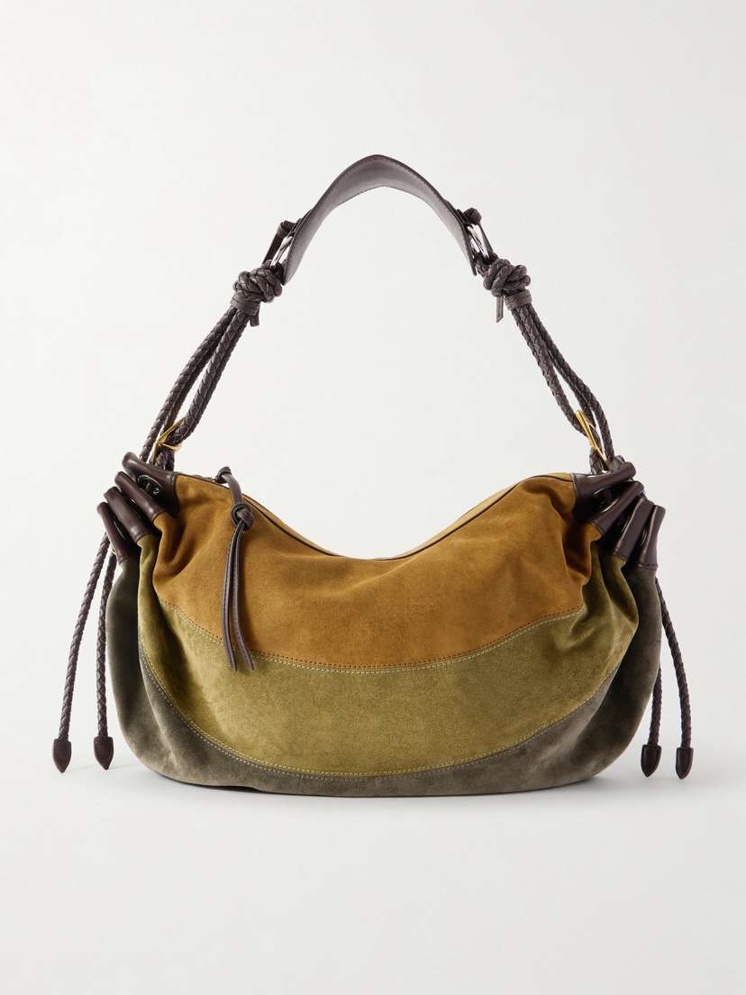 Isabel Marant Maia Leather-trimmed Patchwork Suede Shoulder Bag
