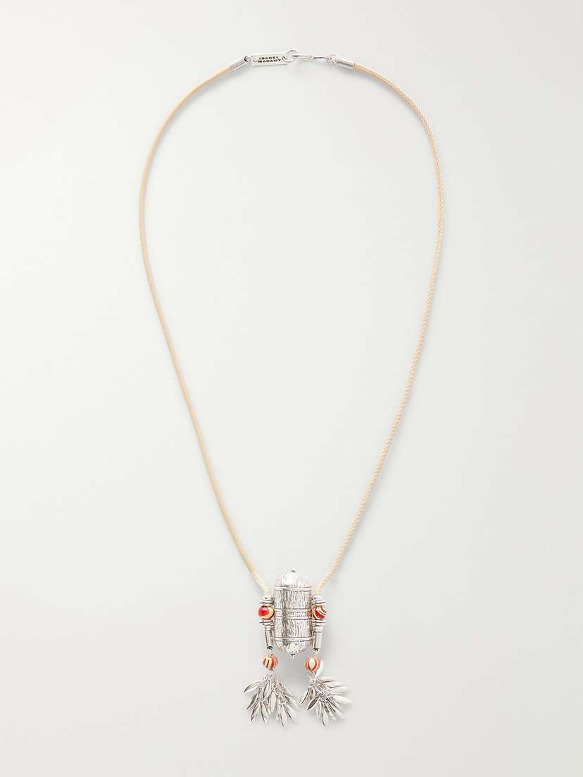 Isabel Marant Janis Silver-tone, Leather And Wood Necklace