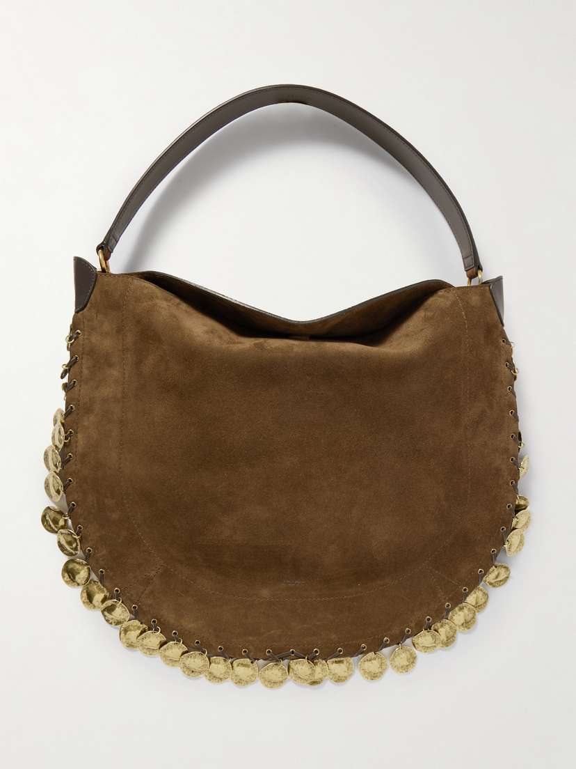 Isabel Marant Oskan Soft Embellished Leather-trimmed Suede Shoulder Bag