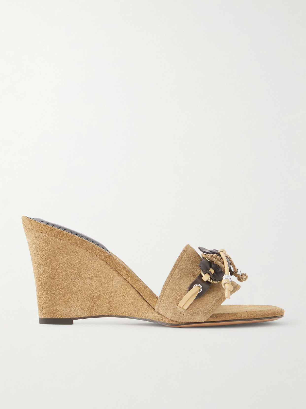 Isabel Marant Anee Flower-embellished Suede Wedge Sandals In Brown