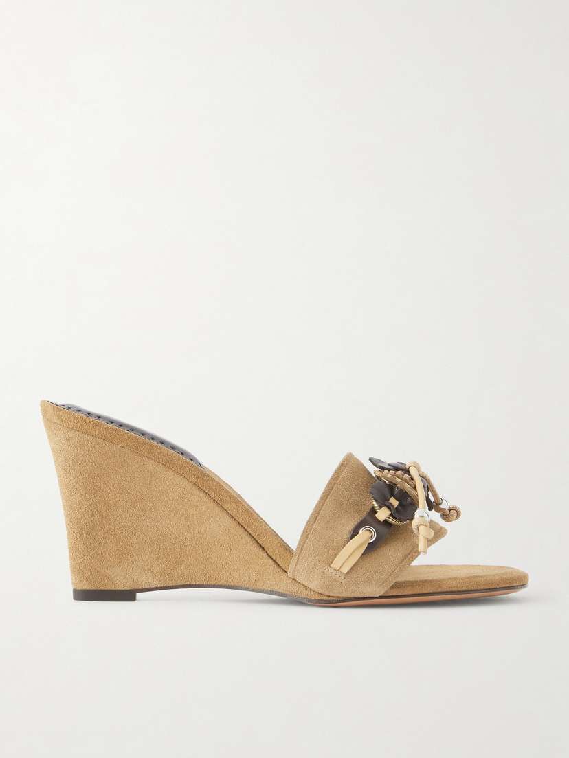 Isabel Marant Anee Flower-embellished Suede Wedge Sandals